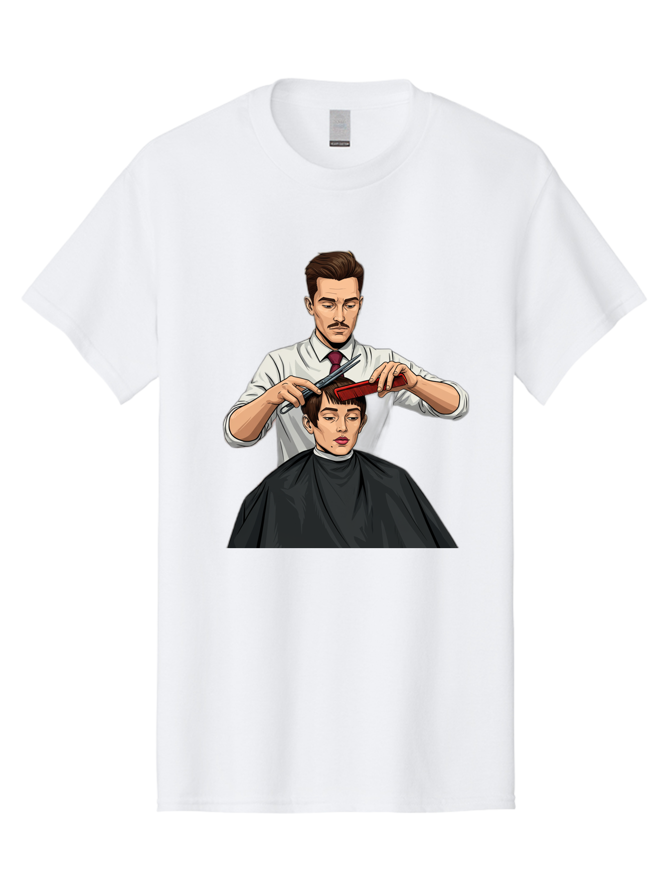 Barber-Cutting-Hair Men'S Graphic Tee, 100% Cotton, Comfortable Casual Summer Wear, Machine Washable, Barber Cutting Hair, Male Grooming, Haircut Service, Scissors And Comb, Stylish Haircut, Grooming Experience, Men'S Salon Bac602 14