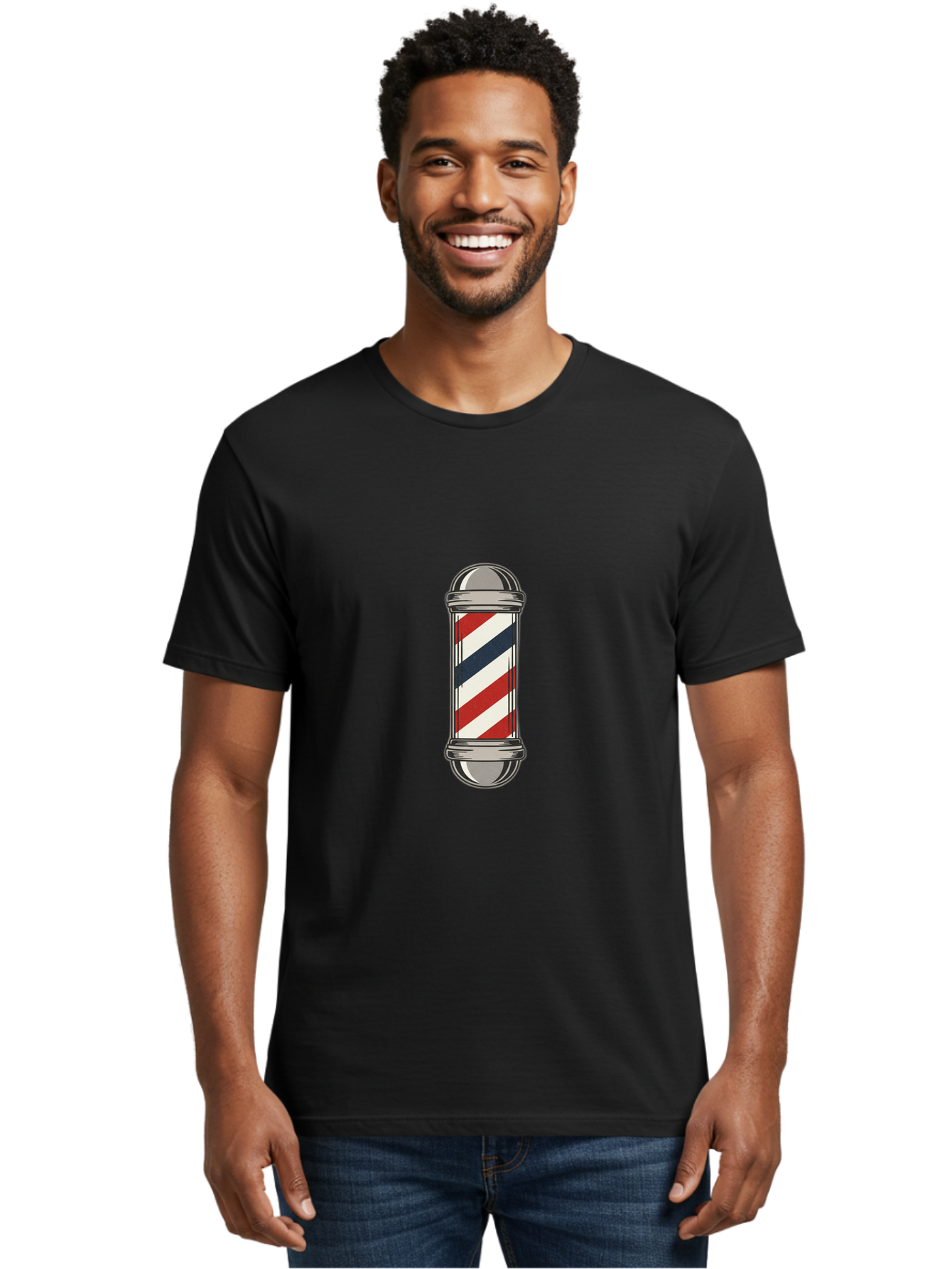 Barber-Pole-1 Men'S Graphic Tee, 100% Cotton, Comfortable Casual Summer Wear, Machine Washable, Barber Pole Sign, Red White And Blue Stripes, Classic Barber Symbol, Vintage Barbershop Icon, Traditional Barber Pole Design, Barber Shop Signage Bac603 19