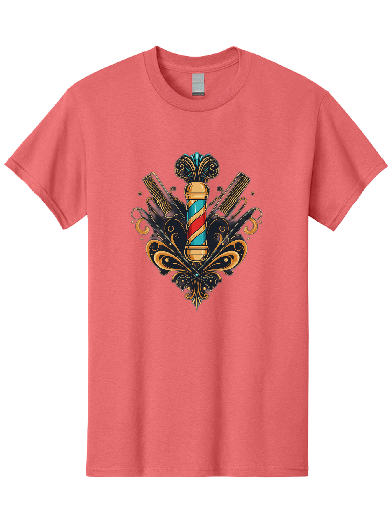 Barber-Pole-2 Men'S Graphic Tee, 100% Cotton, Comfortable Casual Summer Wear, Machine Washable, Barber Pole, Vintage Barber Shop, Grooming Tools, Ornate Design, Classic Barber, Straight Razors, Combs, Scissors, Barber Equipment, Bac604 11