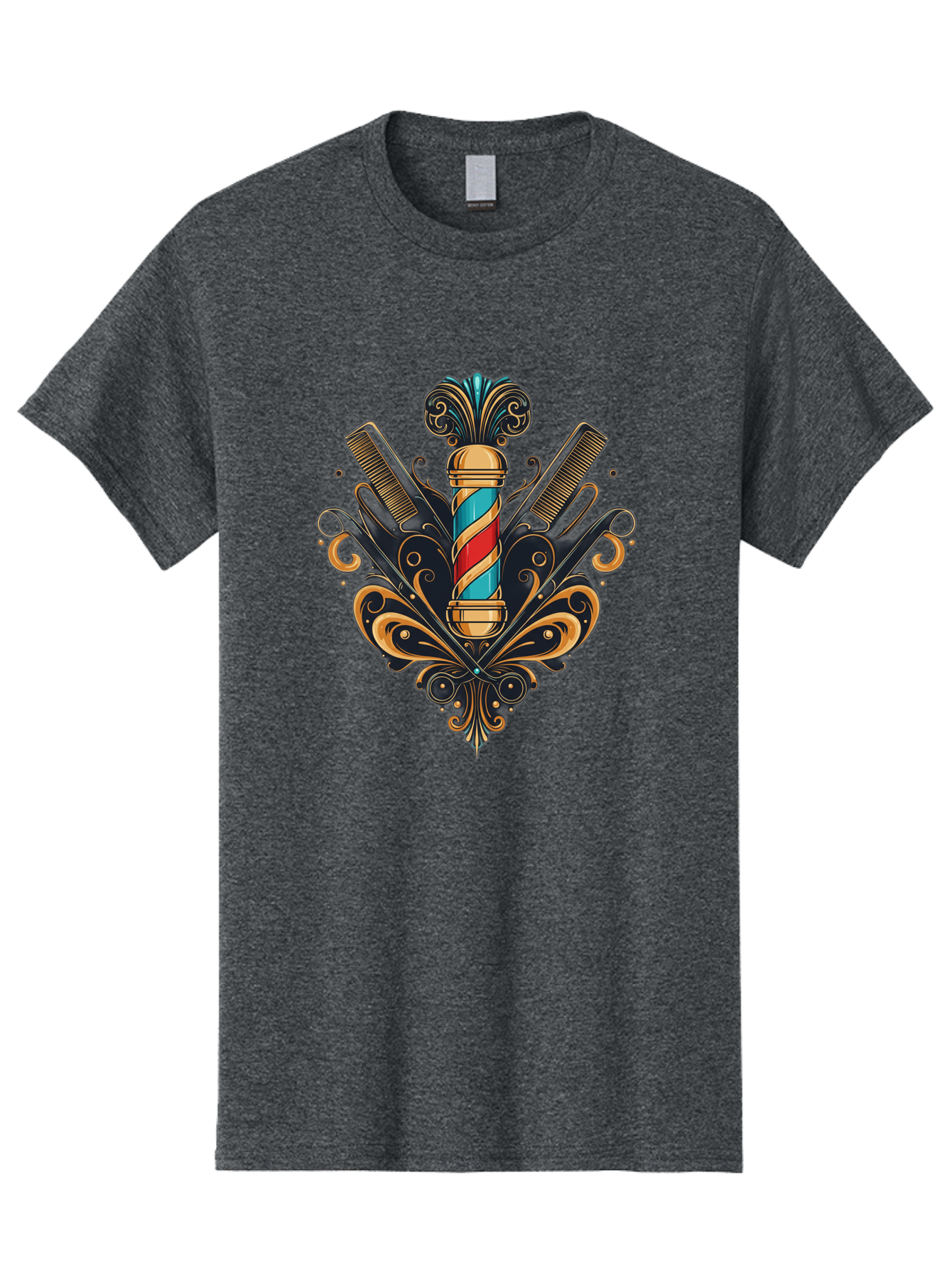 Barber-Pole-2 Men'S Graphic Tee, 100% Cotton, Comfortable Casual Summer Wear, Machine Washable, Barber Pole, Vintage Barber Shop, Grooming Tools, Ornate Design, Classic Barber, Straight Razors, Combs, Scissors, Barber Equipment, Bac604 15