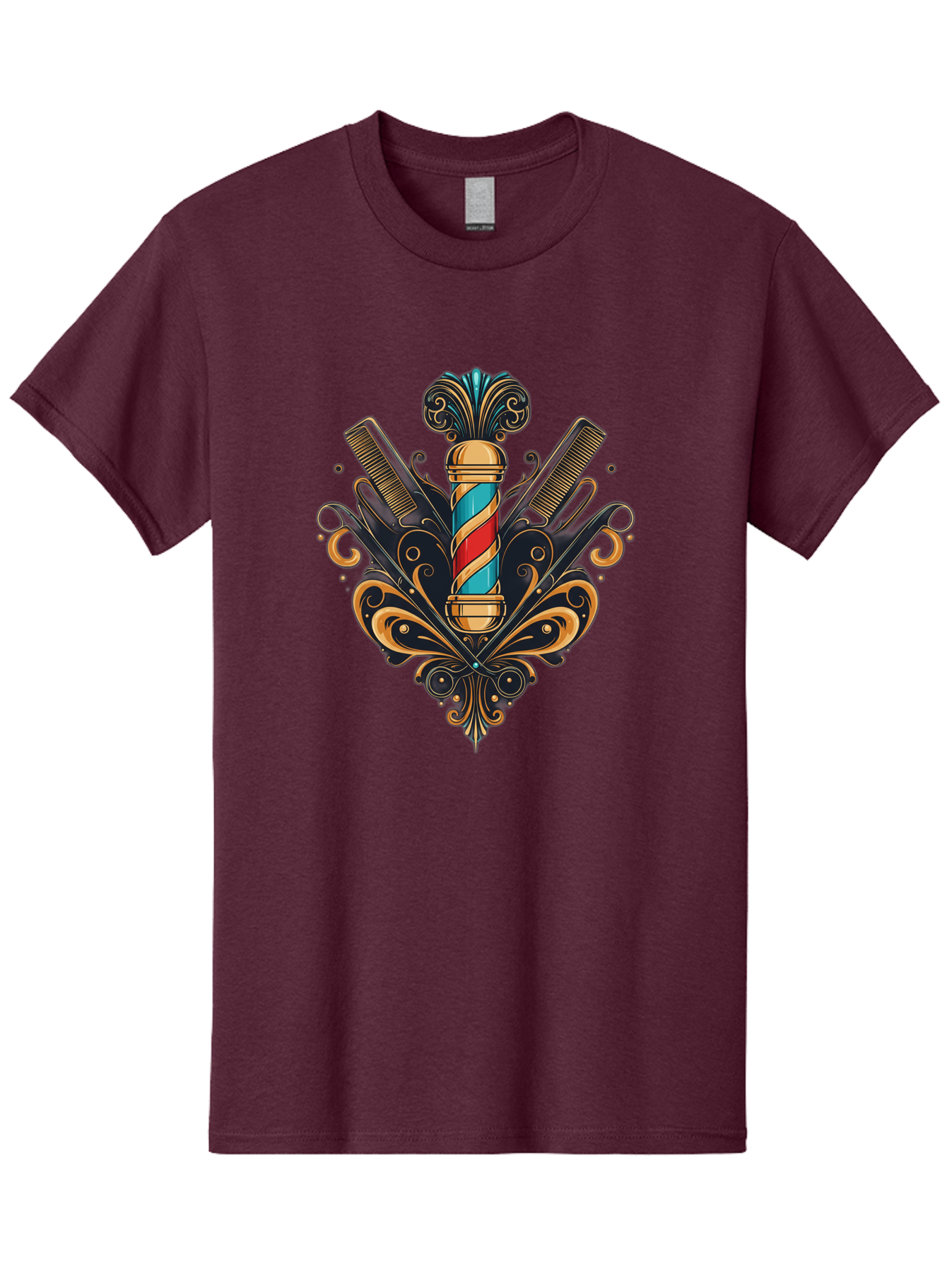 Barber-Pole-2 Men'S Graphic Tee, 100% Cotton, Comfortable Casual Summer Wear, Machine Washable, Barber Pole, Vintage Barber Shop, Grooming Tools, Ornate Design, Classic Barber, Straight Razors, Combs, Scissors, Barber Equipment, Bac604 8
