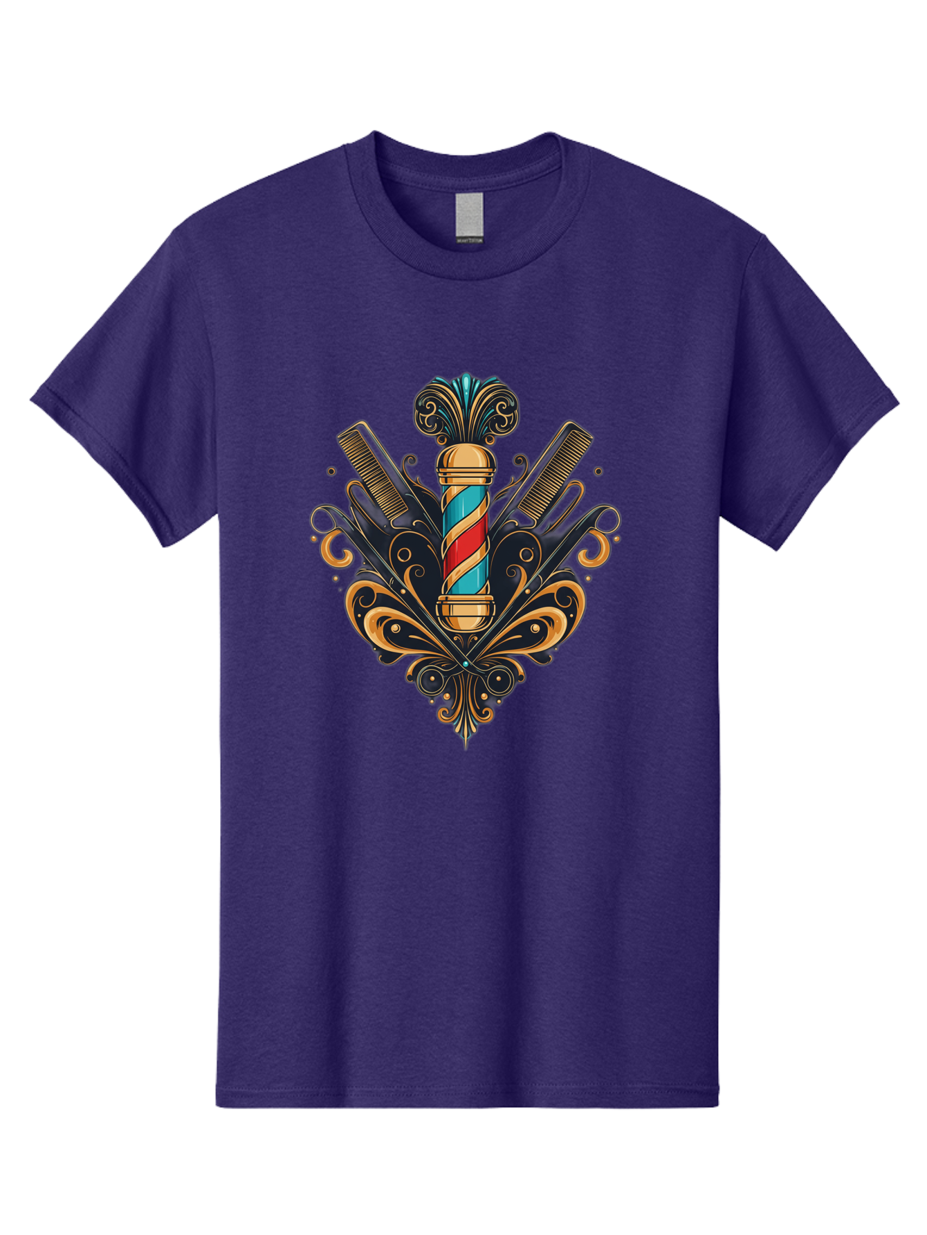 Barber-Pole-2 Men'S Graphic Tee, 100% Cotton, Comfortable Casual Summer Wear, Machine Washable, Barber Pole, Vintage Barber Shop, Grooming Tools, Ornate Design, Classic Barber, Straight Razors, Combs, Scissors, Barber Equipment, Bac604 10