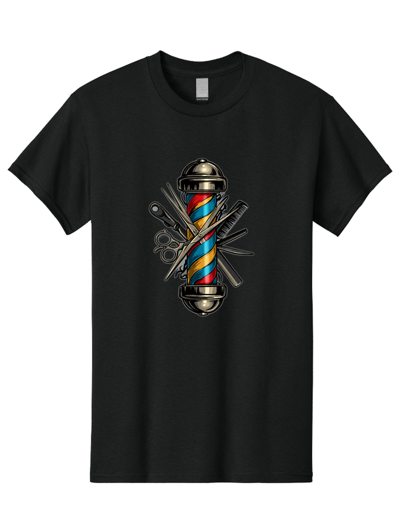 Barber-Pole-3 Men'S Graphic Tee, 100% Cotton, Comfortable Casual Summer Wear, Machine Washable, Barber Pole, Barber Shop, Hairdressing, Scissors, Comb, Clippers, Barber Tools, Barber Equipment, Men'S Grooming, Salon Services Bac605 12