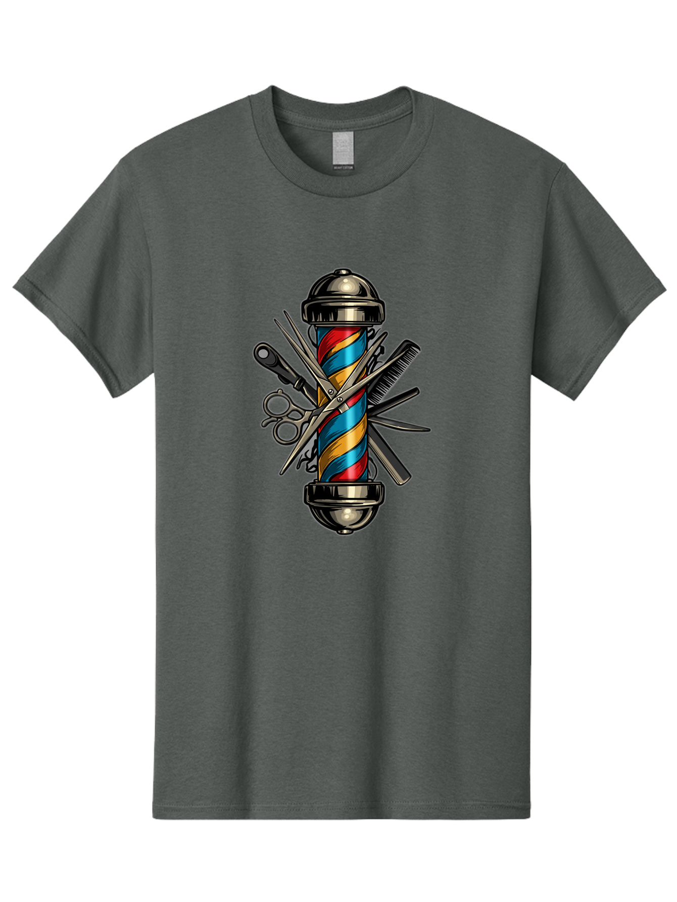 Barber-Pole-3 Men'S Graphic Tee, 100% Cotton, Comfortable Casual Summer Wear, Machine Washable, Barber Pole, Barber Shop, Hairdressing, Scissors, Comb, Clippers, Barber Tools, Barber Equipment, Men'S Grooming, Salon Services Bac605 15