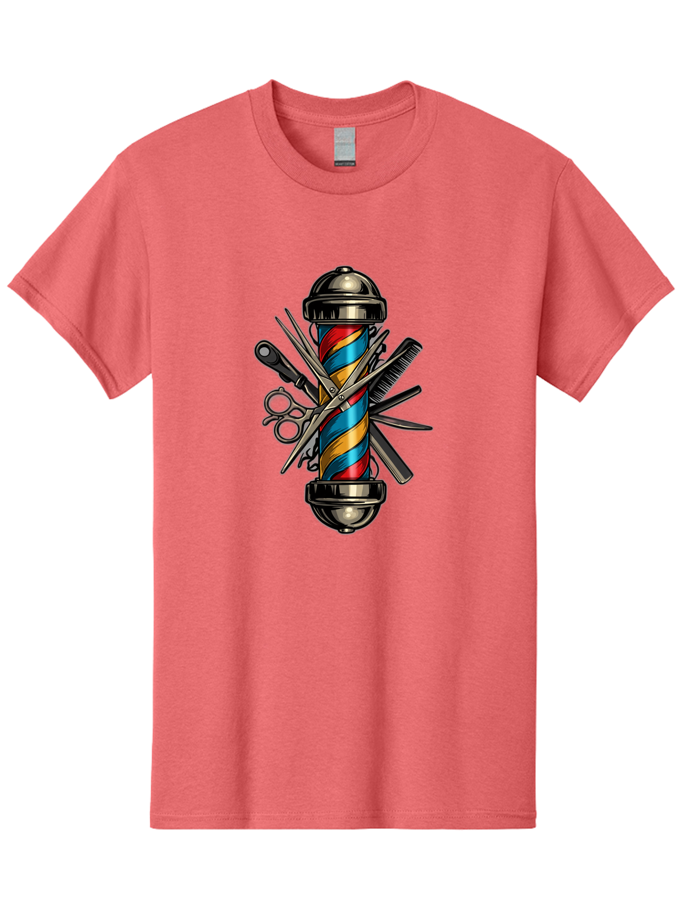 Barber-Pole-3 Men'S Graphic Tee, 100% Cotton, Comfortable Casual Summer Wear, Machine Washable, Barber Pole, Barber Shop, Hairdressing, Scissors, Comb, Clippers, Barber Tools, Barber Equipment, Men'S Grooming, Salon Services Bac605 7