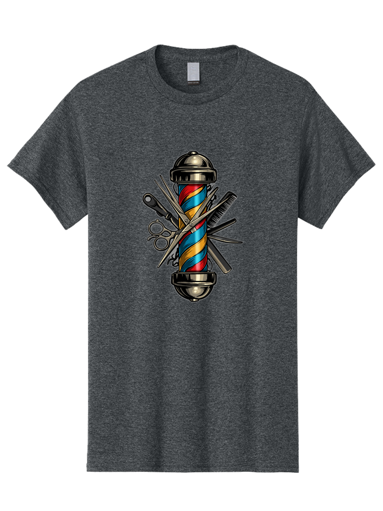 Barber-Pole-3 Men'S Graphic Tee, 100% Cotton, Comfortable Casual Summer Wear, Machine Washable, Barber Pole, Barber Shop, Hairdressing, Scissors, Comb, Clippers, Barber Tools, Barber Equipment, Men'S Grooming, Salon Services Bac605 13