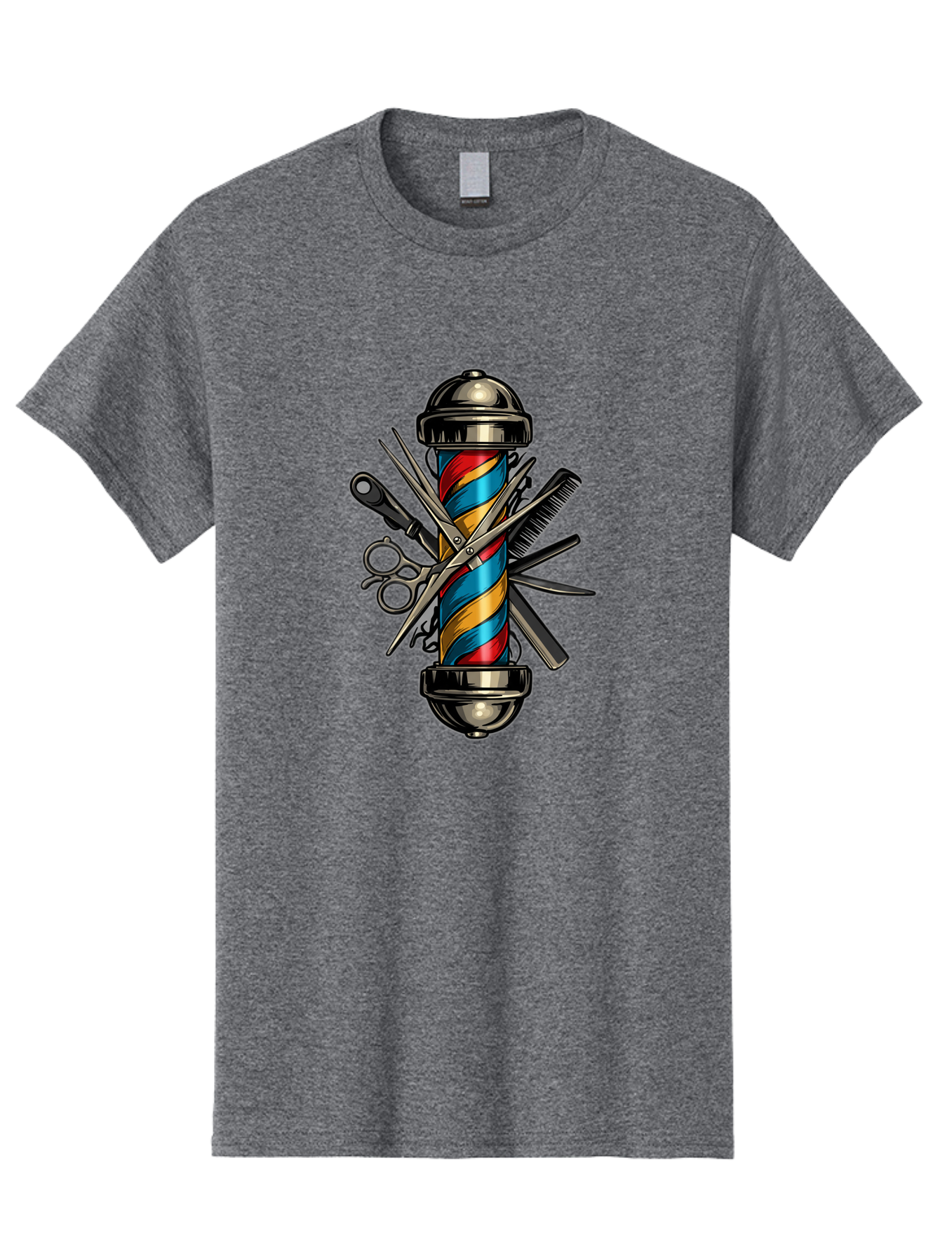 Barber-Pole-3 Men'S Graphic Tee, 100% Cotton, Comfortable Casual Summer Wear, Machine Washable, Barber Pole, Barber Shop, Hairdressing, Scissors, Comb, Clippers, Barber Tools, Barber Equipment, Men'S Grooming, Salon Services Bac605 9