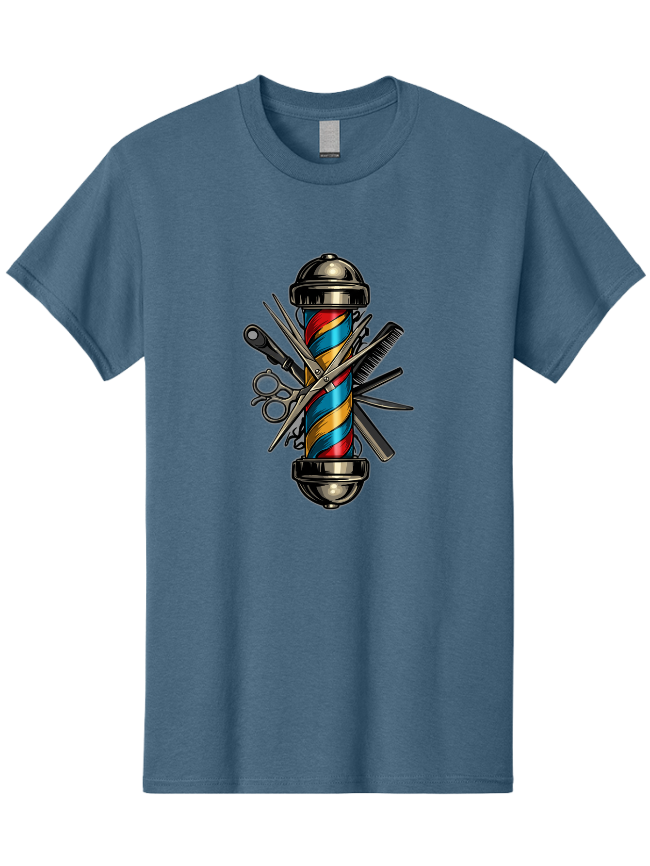 Barber-Pole-3 Men'S Graphic Tee, 100% Cotton, Comfortable Casual Summer Wear, Machine Washable, Barber Pole, Barber Shop, Hairdressing, Scissors, Comb, Clippers, Barber Tools, Barber Equipment, Men'S Grooming, Salon Services Bac605 5