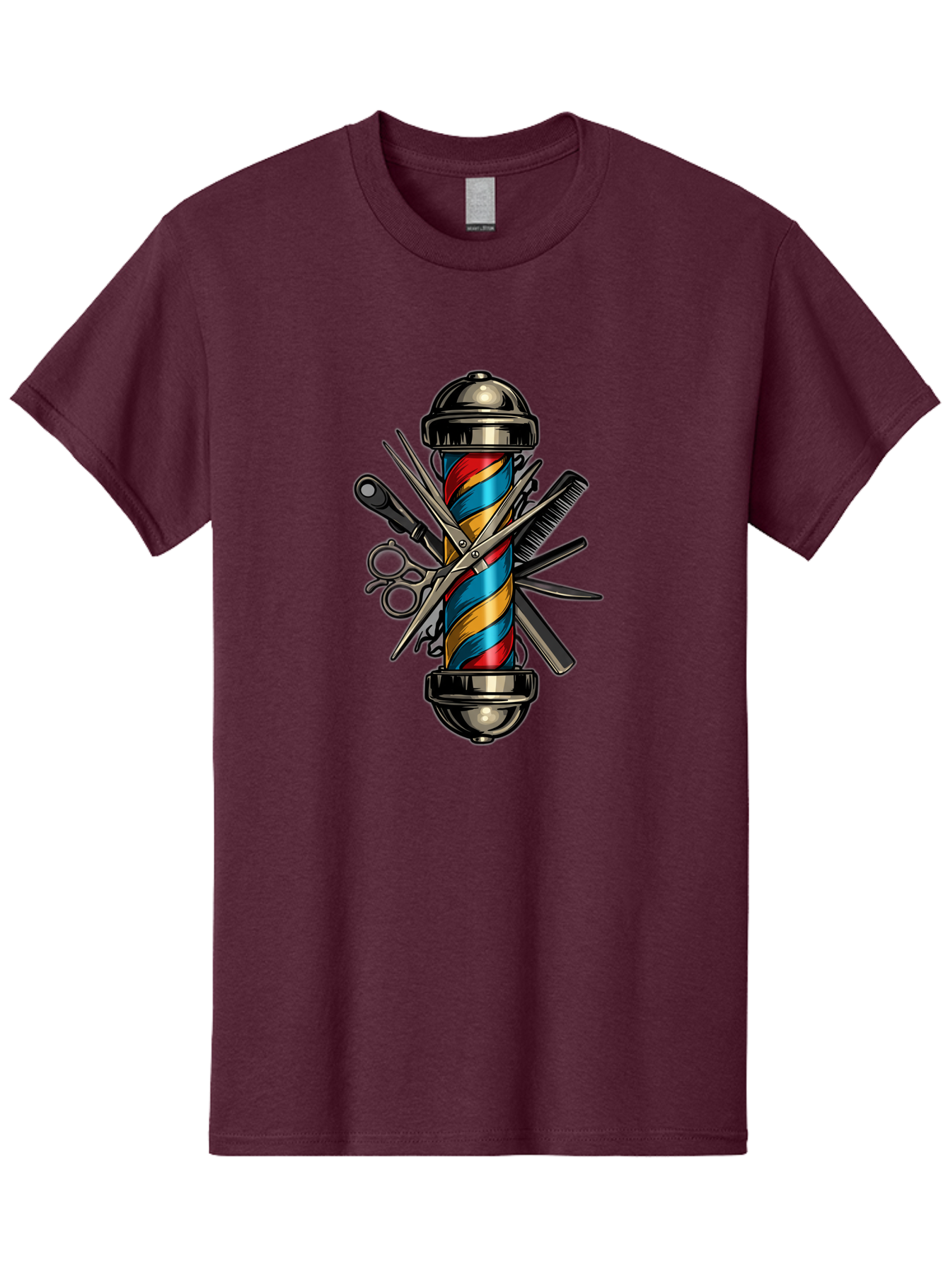 Barber-Pole-3 Men'S Graphic Tee, 100% Cotton, Comfortable Casual Summer Wear, Machine Washable, Barber Pole, Barber Shop, Hairdressing, Scissors, Comb, Clippers, Barber Tools, Barber Equipment, Men'S Grooming, Salon Services Bac605 2
