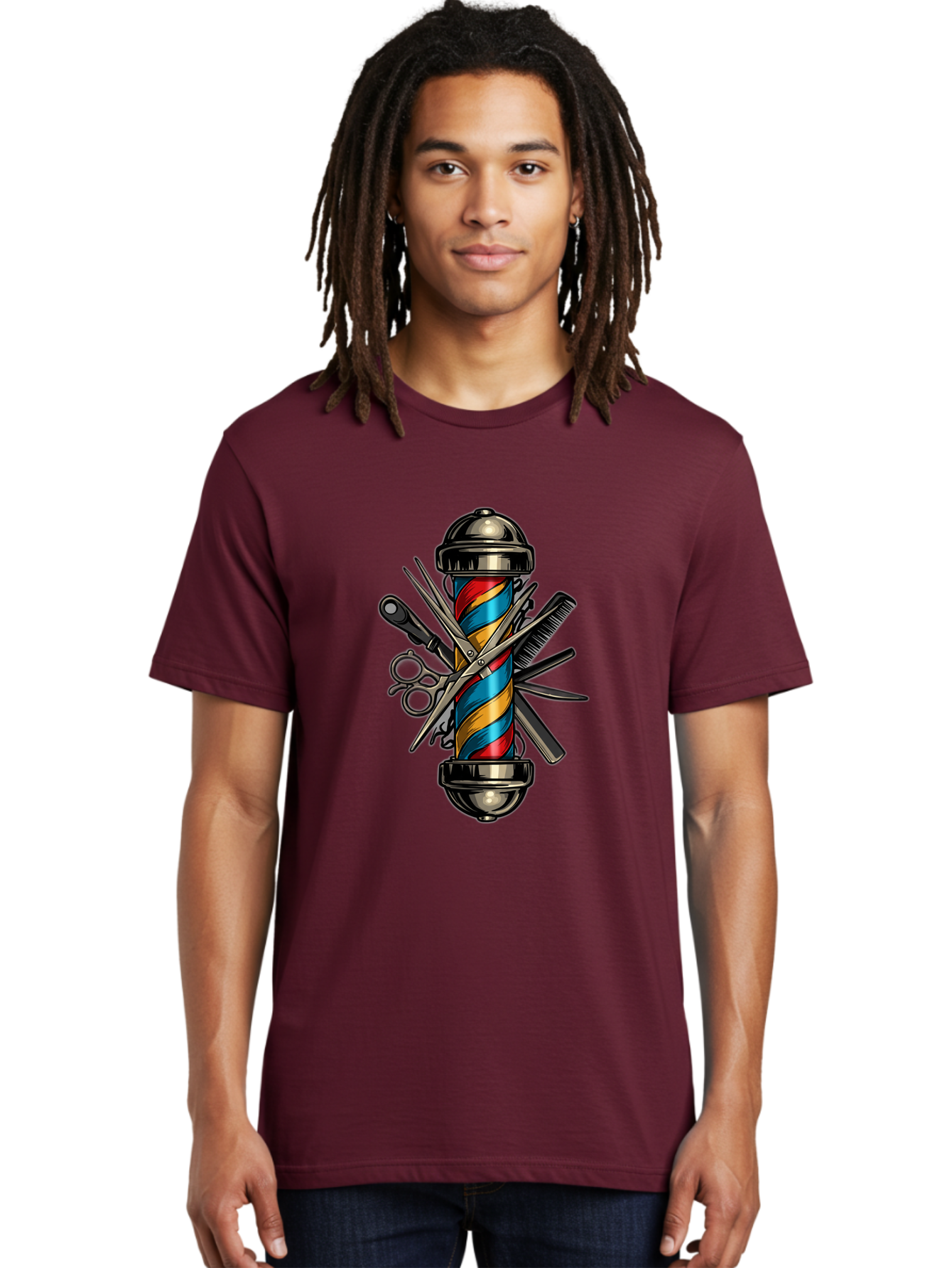 Barber-Pole-3 Men'S Graphic Tee, 100% Cotton, Comfortable Casual Summer Wear, Machine Washable, Barber Pole, Barber Shop, Hairdressing, Scissors, Comb, Clippers, Barber Tools, Barber Equipment, Men'S Grooming, Salon Services Bac605 17