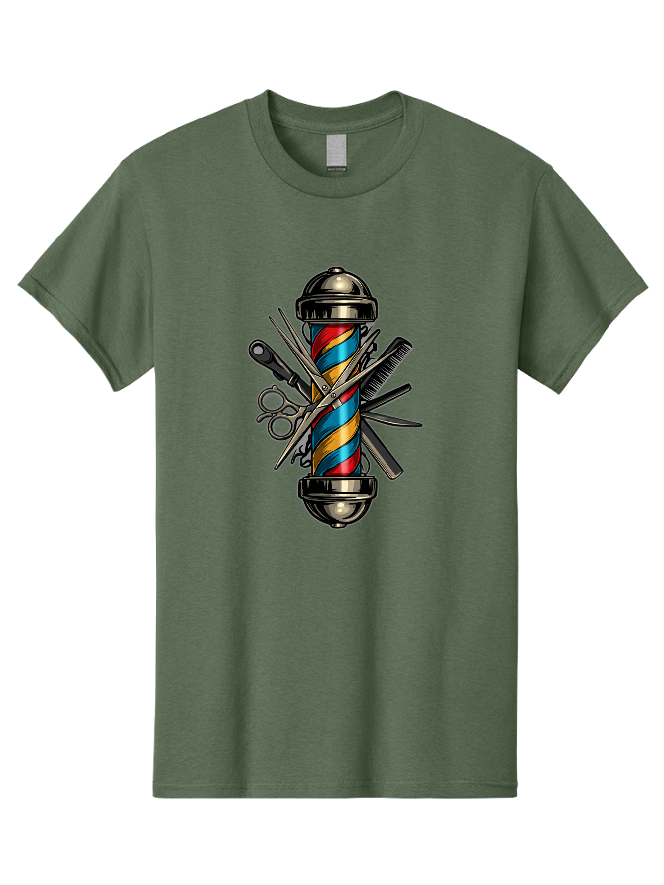 Barber-Pole-3 Men'S Graphic Tee, 100% Cotton, Comfortable Casual Summer Wear, Machine Washable, Barber Pole, Barber Shop, Hairdressing, Scissors, Comb, Clippers, Barber Tools, Barber Equipment, Men'S Grooming, Salon Services Bac605 11