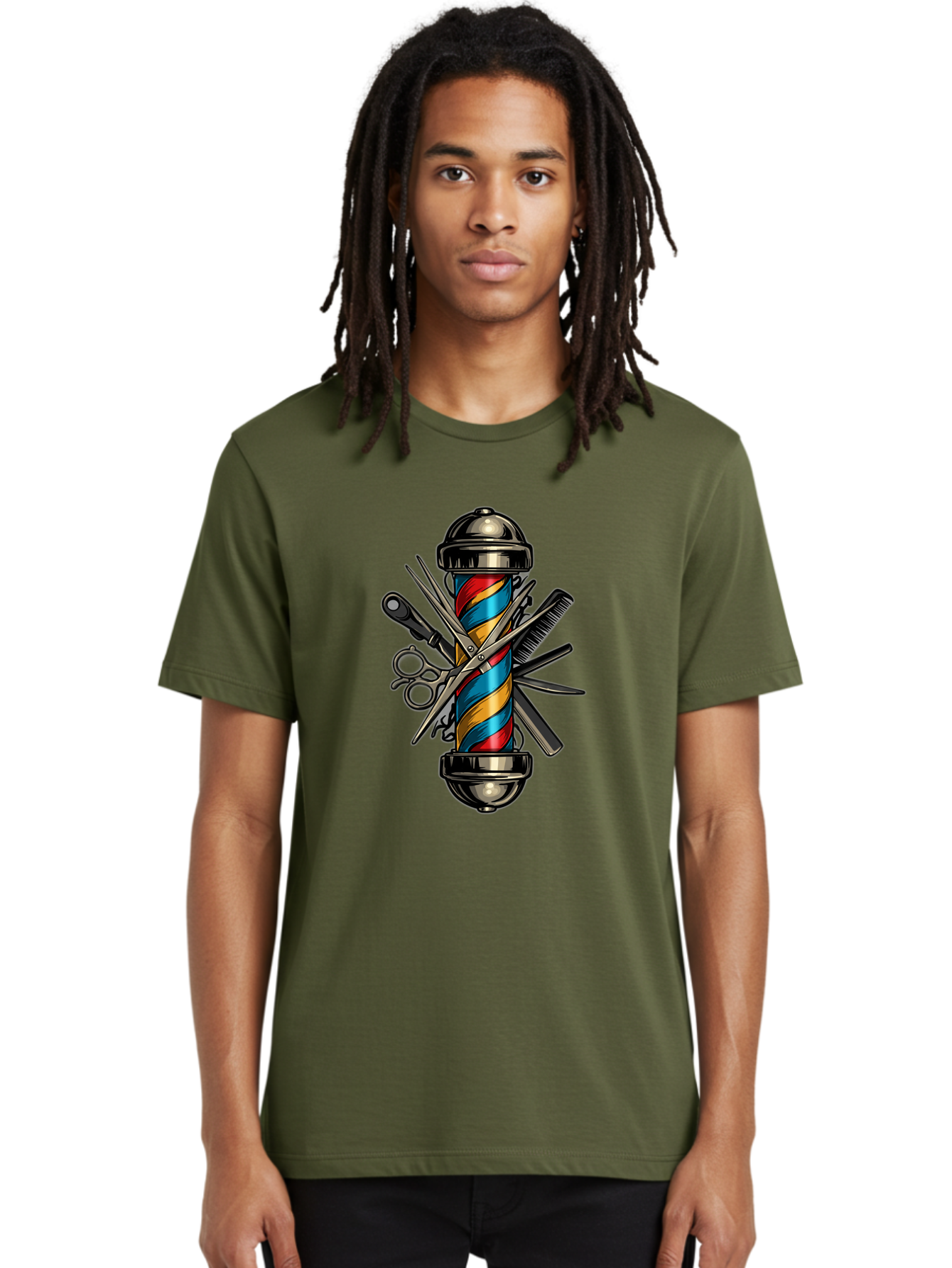 Barber-Pole-3 Men'S Graphic Tee, 100% Cotton, Comfortable Casual Summer Wear, Machine Washable, Barber Pole, Barber Shop, Hairdressing, Scissors, Comb, Clippers, Barber Tools, Barber Equipment, Men'S Grooming, Salon Services Bac605 26