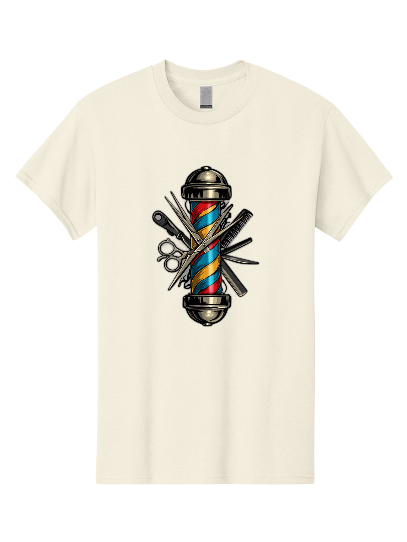 Barber-Pole-3 Men'S Graphic Tee, 100% Cotton, Comfortable Casual Summer Wear, Machine Washable, Barber Pole, Barber Shop, Hairdressing, Scissors, Comb, Clippers, Barber Tools, Barber Equipment, Men'S Grooming, Salon Services Bac605 6