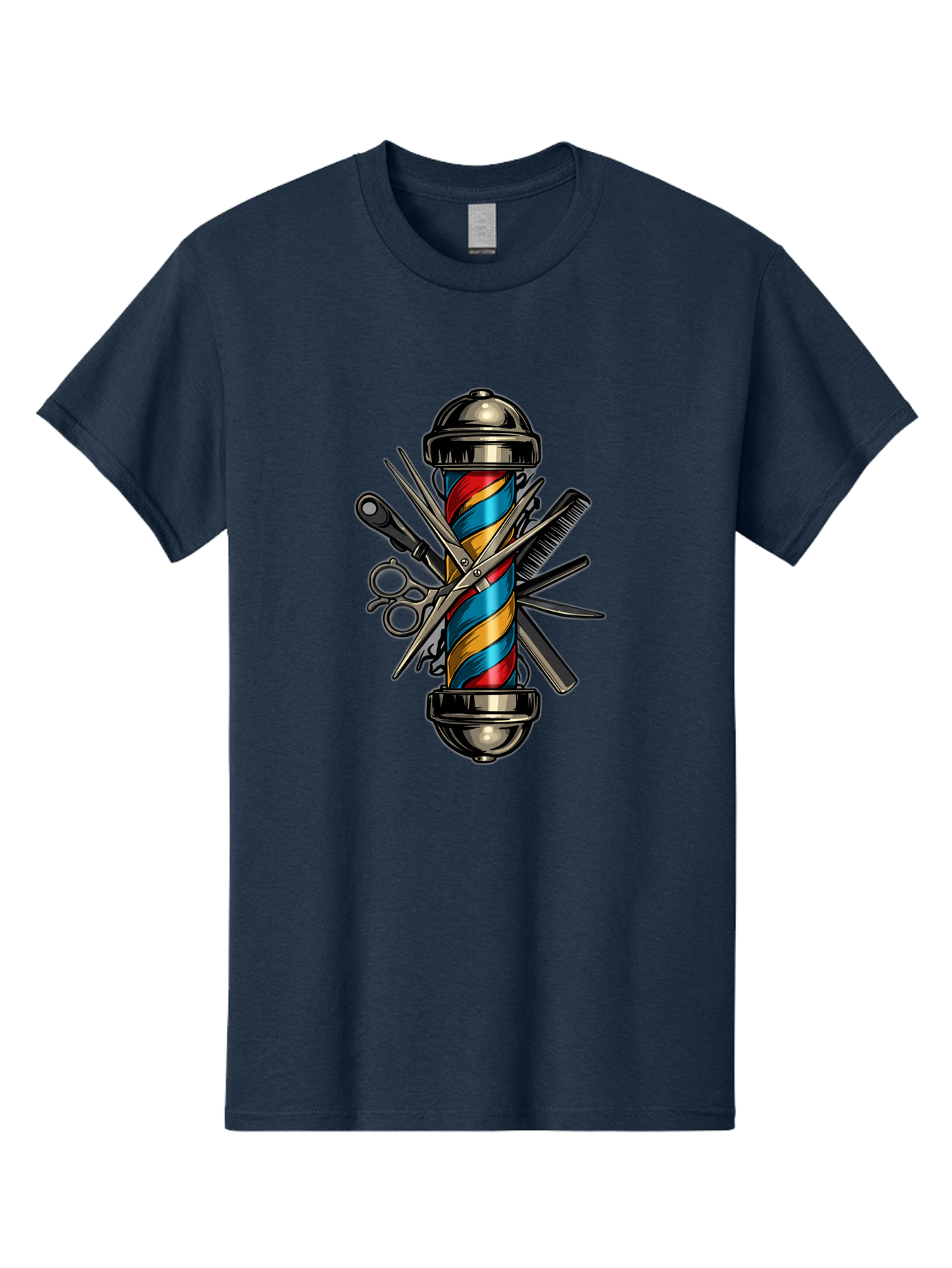 Barber-Pole-3 Men'S Graphic Tee, 100% Cotton, Comfortable Casual Summer Wear, Machine Washable, Barber Pole, Barber Shop, Hairdressing, Scissors, Comb, Clippers, Barber Tools, Barber Equipment, Men'S Grooming, Salon Services Bac605 3