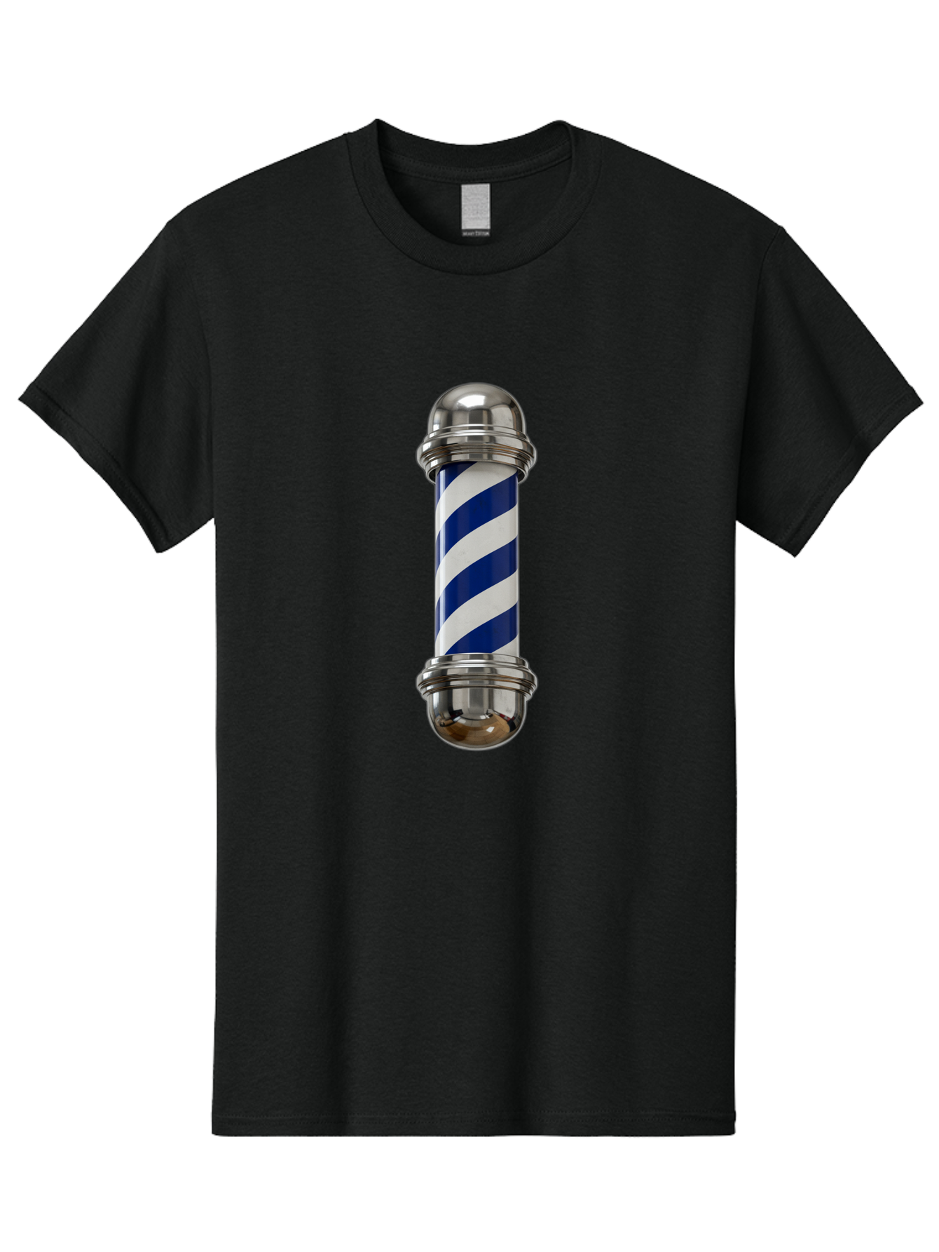 Barber-Pole Men'S Graphic Tee, 100% Cotton, Comfortable Casual Summer Wear, Machine Washable, Barber Pole, Blue And White Stripes, Silver Caps, Traditional Symbol, Barbershop Sign, Classic Design, Vintage Style, Grooming, Men'S Grooming, Bac606 12
