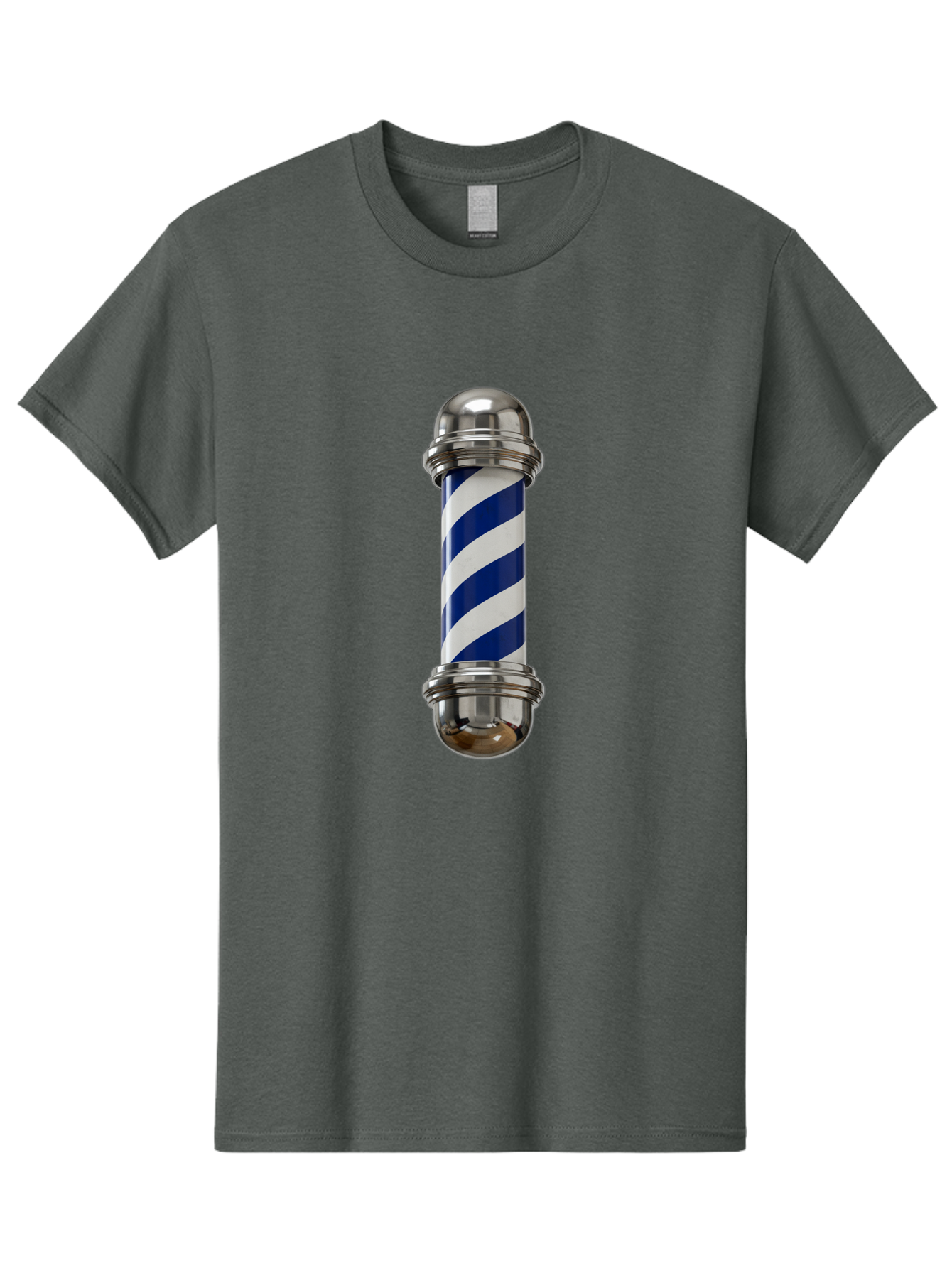 Barber-Pole Men'S Graphic Tee, 100% Cotton, Comfortable Casual Summer Wear, Machine Washable, Barber Pole, Blue And White Stripes, Silver Caps, Traditional Symbol, Barbershop Sign, Classic Design, Vintage Style, Grooming, Men'S Grooming, Bac606 10