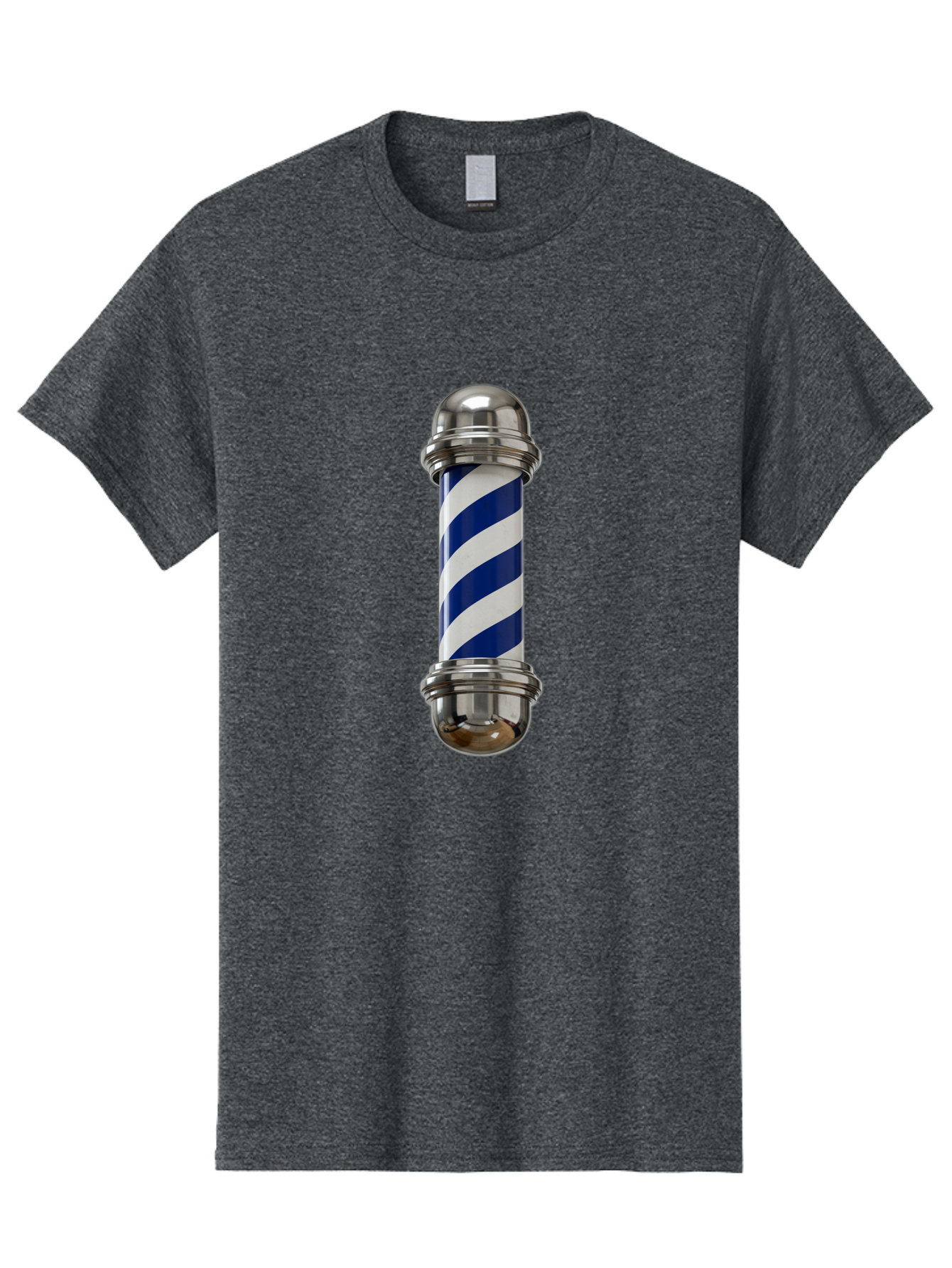 Barber-Pole Men'S Graphic Tee, 100% Cotton, Comfortable Casual Summer Wear, Machine Washable, Barber Pole, Blue And White Stripes, Silver Caps, Traditional Symbol, Barbershop Sign, Classic Design, Vintage Style, Grooming, Men'S Grooming, Bac606 1