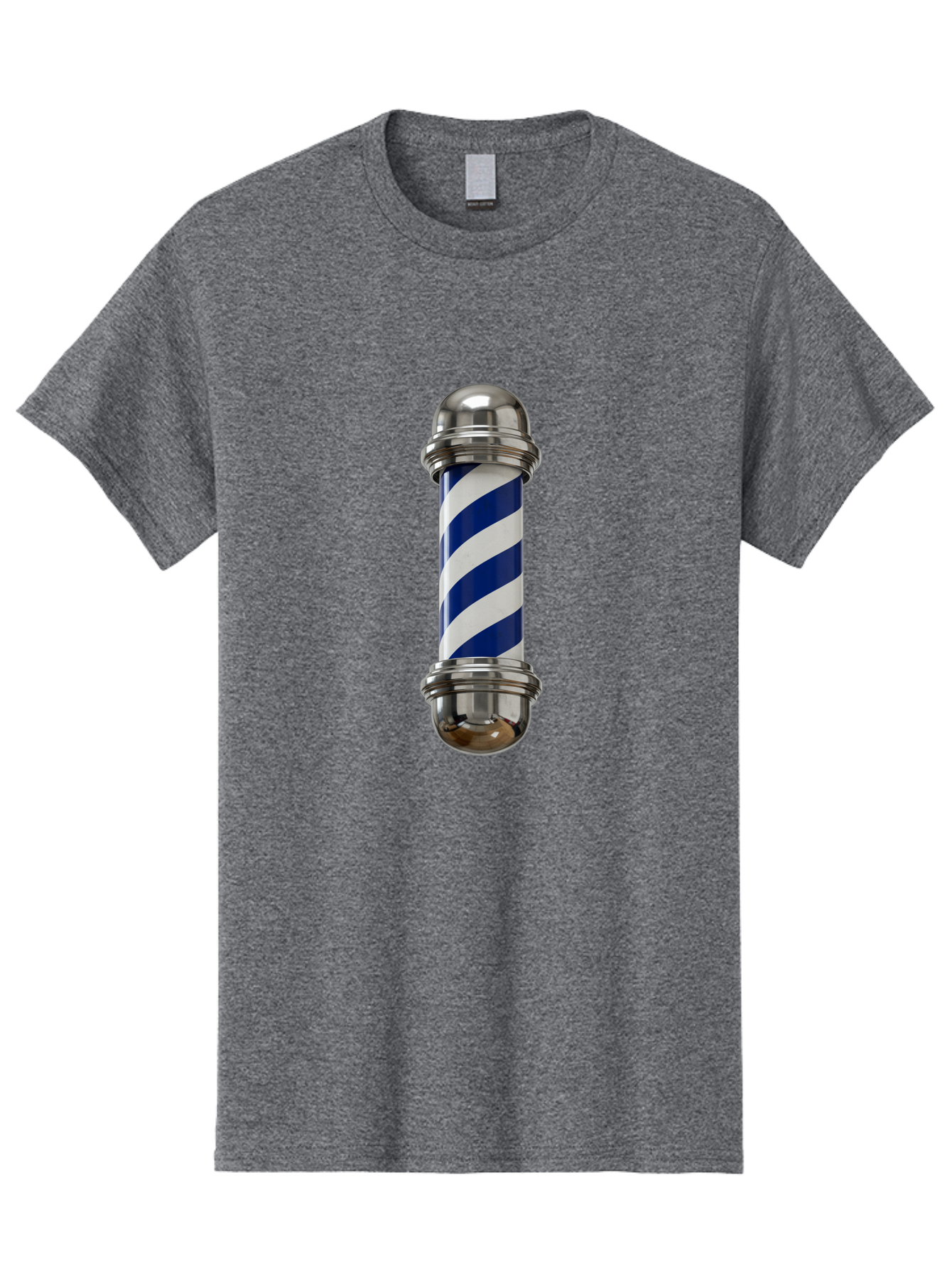 Barber-Pole Men'S Graphic Tee, 100% Cotton, Comfortable Casual Summer Wear, Machine Washable, Barber Pole, Blue And White Stripes, Silver Caps, Traditional Symbol, Barbershop Sign, Classic Design, Vintage Style, Grooming, Men'S Grooming, Bac606 11