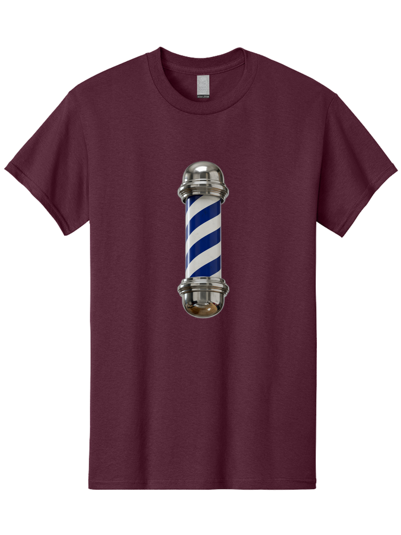 Barber-Pole Men'S Graphic Tee, 100% Cotton, Comfortable Casual Summer Wear, Machine Washable, Barber Pole, Blue And White Stripes, Silver Caps, Traditional Symbol, Barbershop Sign, Classic Design, Vintage Style, Grooming, Men'S Grooming, Bac606 8