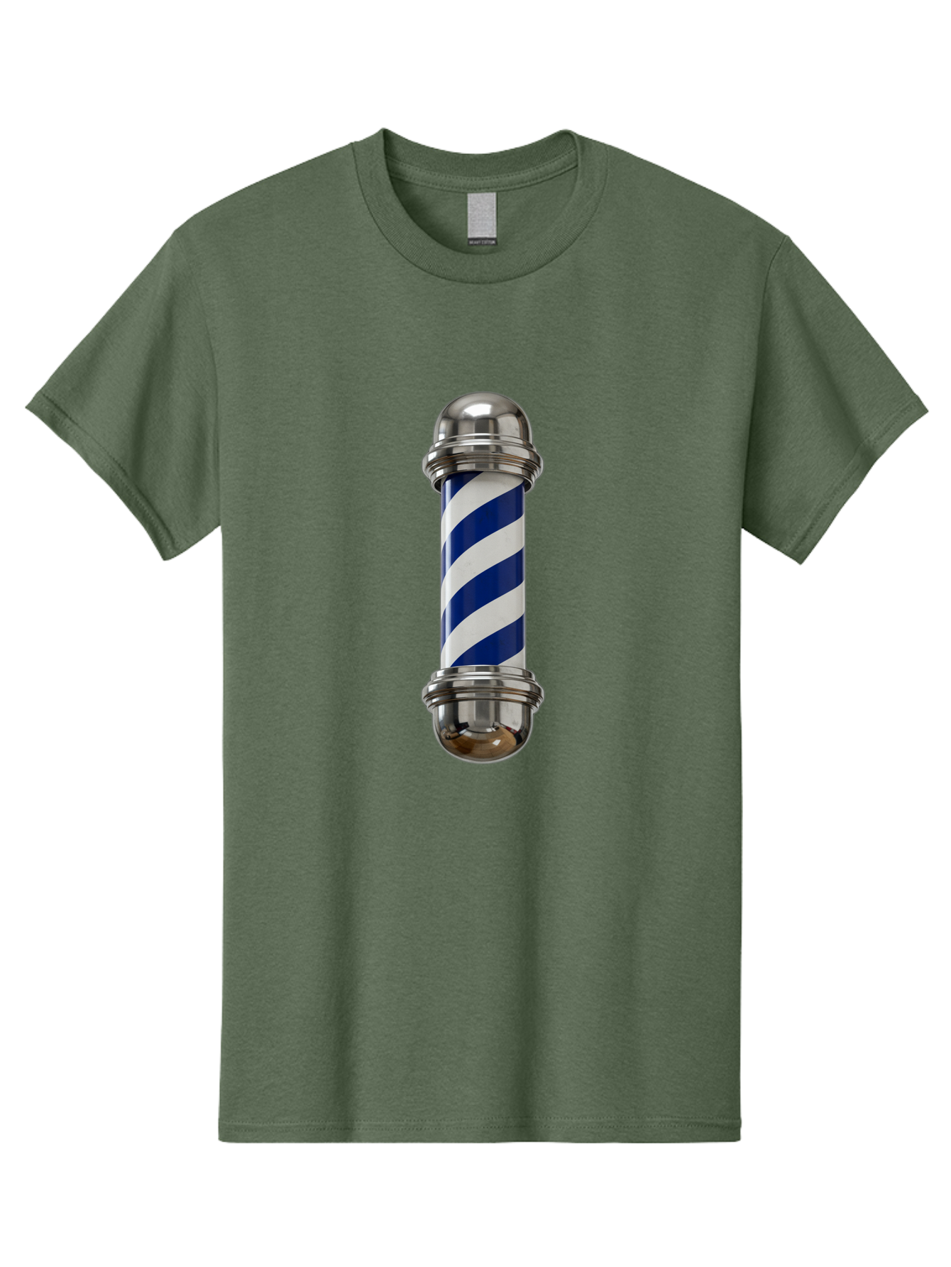 Barber-Pole Men'S Graphic Tee, 100% Cotton, Comfortable Casual Summer Wear, Machine Washable, Barber Pole, Blue And White Stripes, Silver Caps, Traditional Symbol, Barbershop Sign, Classic Design, Vintage Style, Grooming, Men'S Grooming, Bac606 2