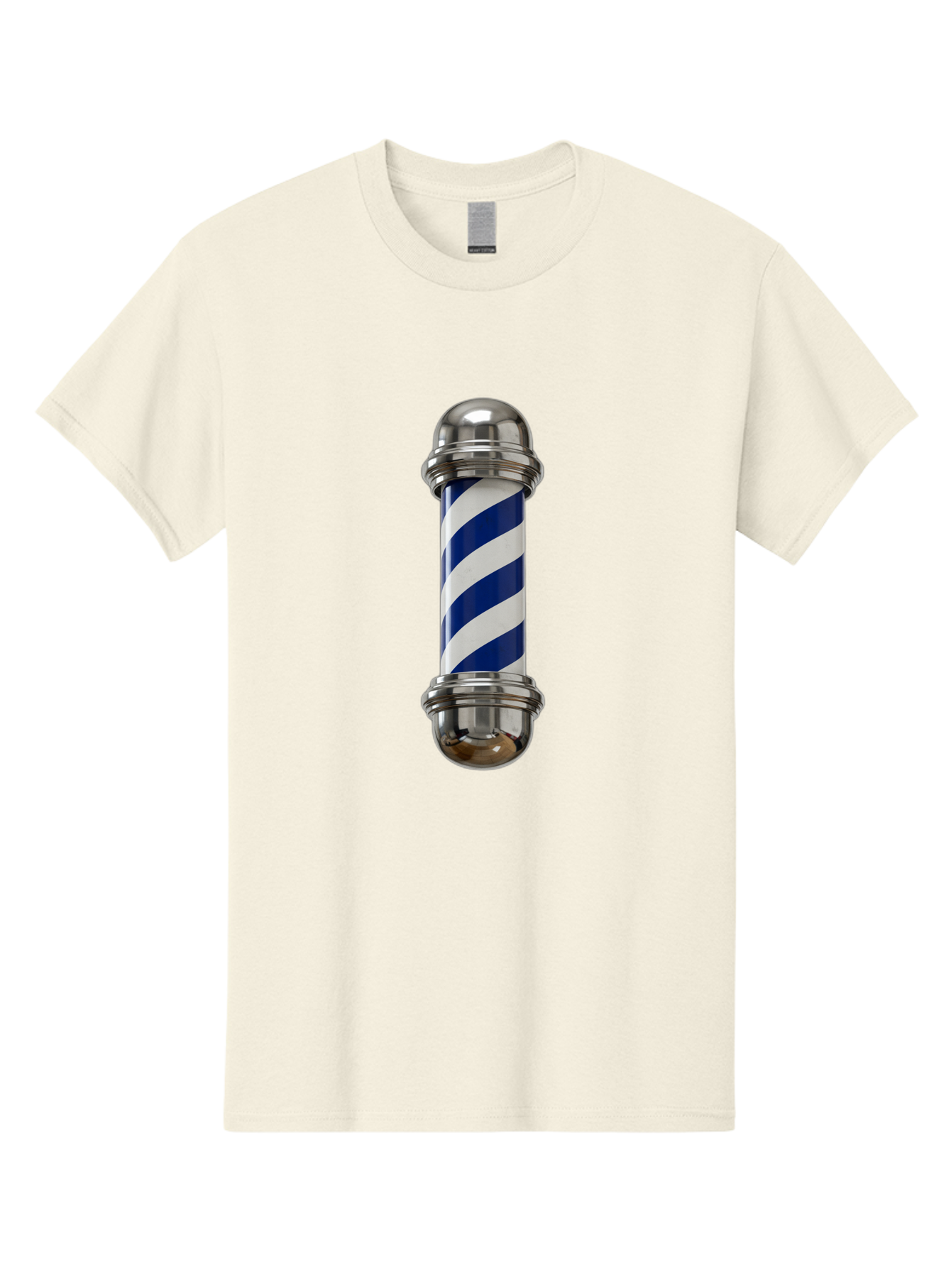 Barber-Pole Men'S Graphic Tee, 100% Cotton, Comfortable Casual Summer Wear, Machine Washable, Barber Pole, Blue And White Stripes, Silver Caps, Traditional Symbol, Barbershop Sign, Classic Design, Vintage Style, Grooming, Men'S Grooming, Bac606 6