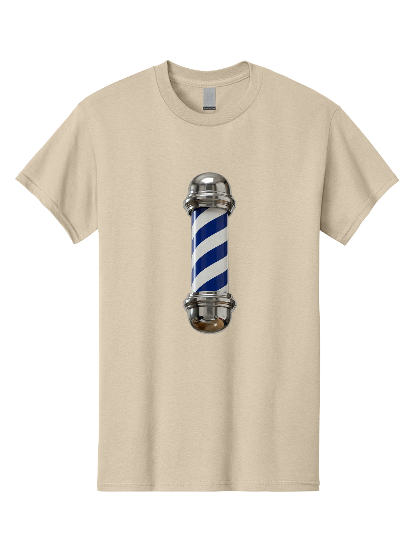 Barber-Pole Men'S Graphic Tee, 100% Cotton, Comfortable Casual Summer Wear, Machine Washable, Barber Pole, Blue And White Stripes, Silver Caps, Traditional Symbol, Barbershop Sign, Classic Design, Vintage Style, Grooming, Men'S Grooming, Bac606 15