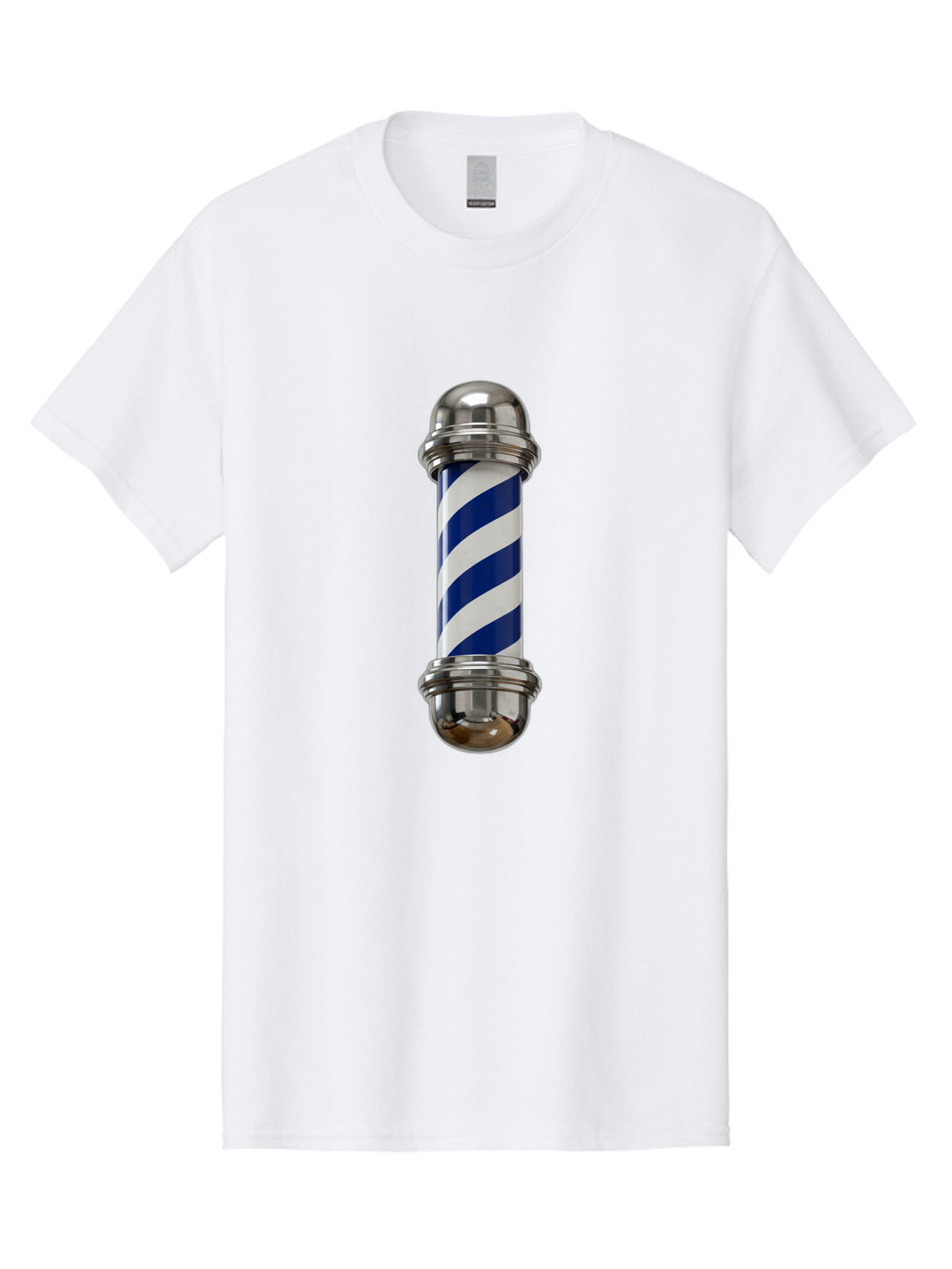 Barber-Pole Men'S Graphic Tee, 100% Cotton, Comfortable Casual Summer Wear, Machine Washable, Barber Pole, Blue And White Stripes, Silver Caps, Traditional Symbol, Barbershop Sign, Classic Design, Vintage Style, Grooming, Men'S Grooming, Bac606 14
