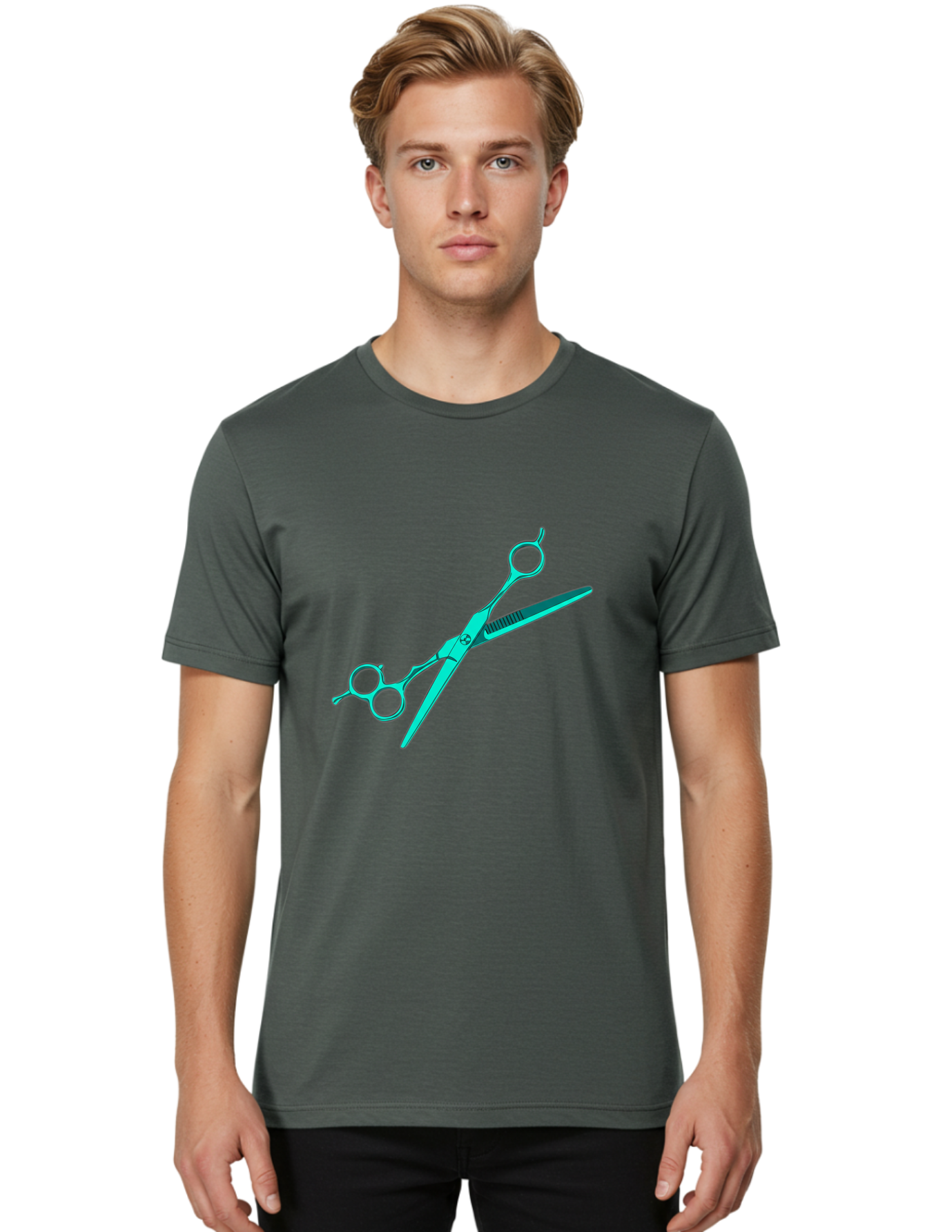 Barber-Scissors Men'S Graphic Tee, 100% Cotton, Comfortable Casual Summer Wear, Machine Washable, Hairdressing Scissors, Beauty Tools, Salon Equipment, Hair Cutting, Grooming, Styling, Professional Hairstyling Bac607 20