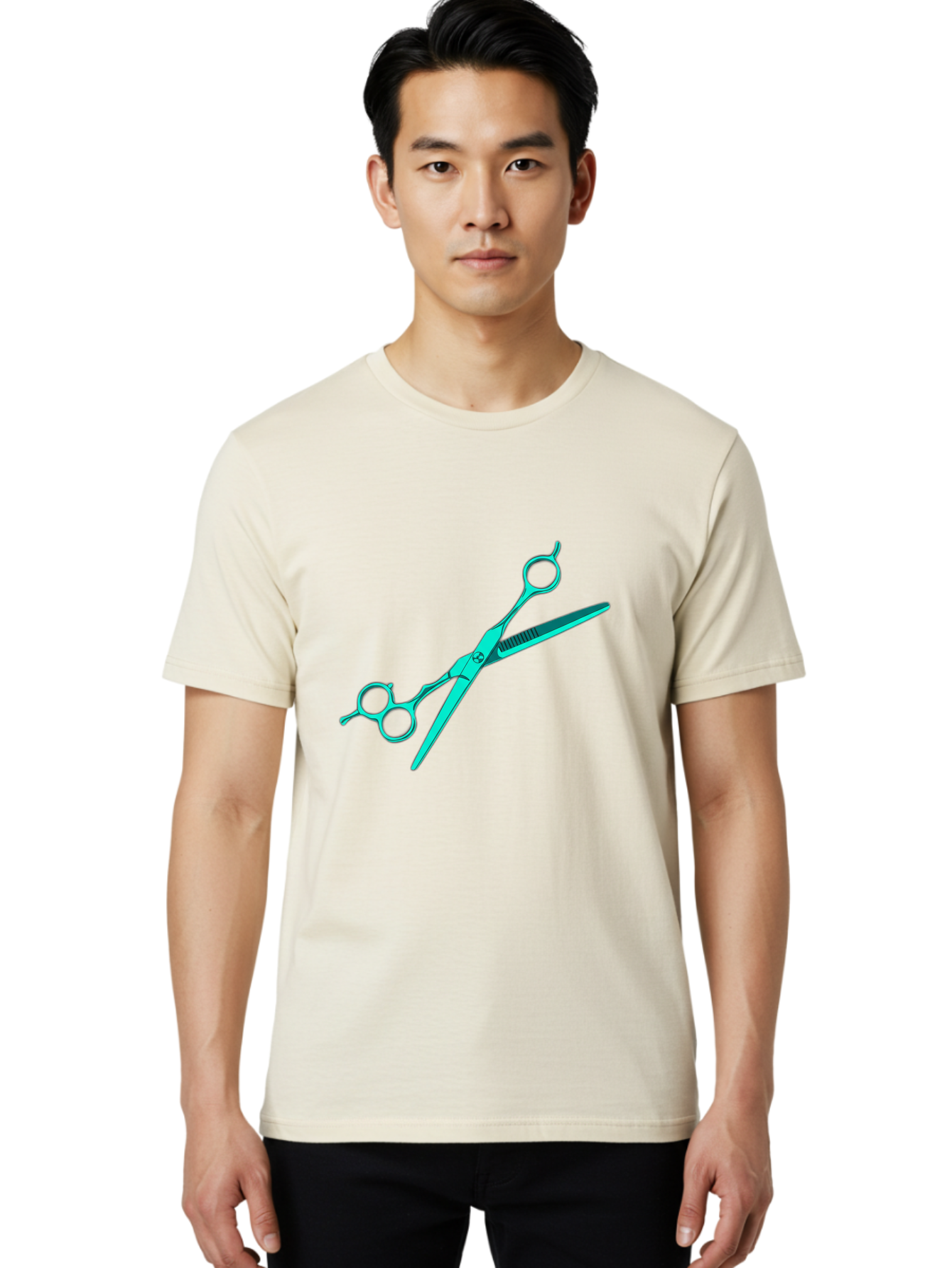 Barber-Scissors Men'S Graphic Tee, 100% Cotton, Comfortable Casual Summer Wear, Machine Washable, Hairdressing Scissors, Beauty Tools, Salon Equipment, Hair Cutting, Grooming, Styling, Professional Hairstyling Bac607 18