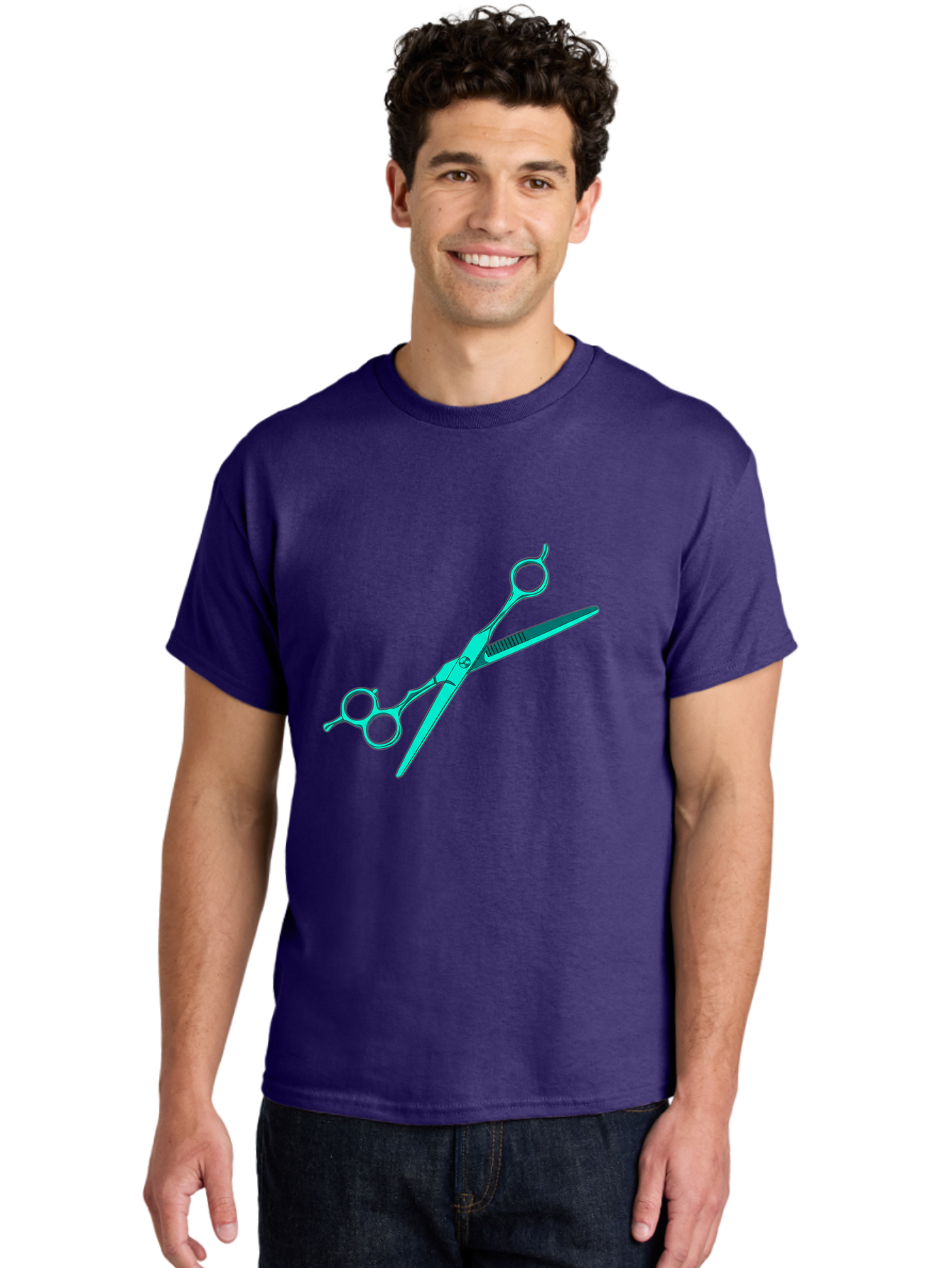 Barber-Scissors Men'S Graphic Tee, 100% Cotton, Comfortable Casual Summer Wear, Machine Washable, Hairdressing Scissors, Beauty Tools, Salon Equipment, Hair Cutting, Grooming, Styling, Professional Hairstyling Bac607 30