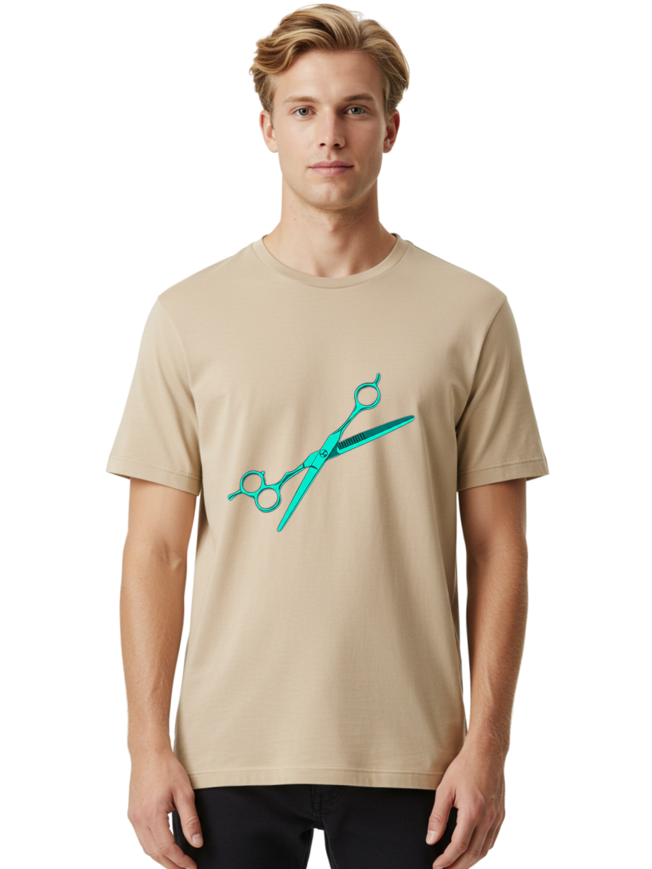 Barber-Scissors Men'S Graphic Tee, 100% Cotton, Comfortable Casual Summer Wear, Machine Washable, Hairdressing Scissors, Beauty Tools, Salon Equipment, Hair Cutting, Grooming, Styling, Professional Hairstyling Bac607 24