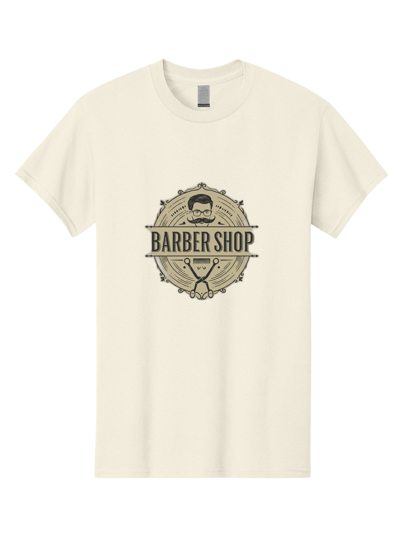 Barber-Shop-1 Men'S Graphic Tee, 100% Cotton, Comfortable Casual Summer Wear, Machine Washable, Barber Shop Logo, Vintage Style, Men'S Grooming, Beard Care, Scissors, Mustache, Stylish Haircut, Classic Design, Retro Aesthetic, Barber Shop Sign Bac608 3