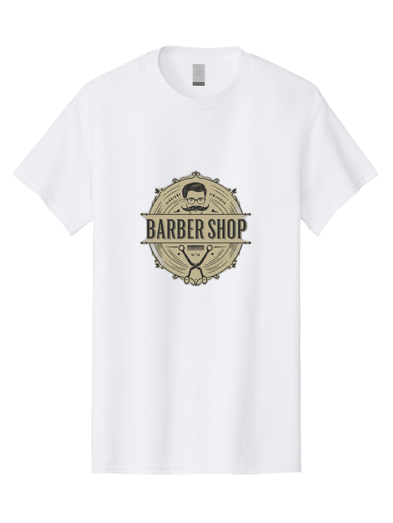 Barber-Shop-1 Men'S Graphic Tee, 100% Cotton, Comfortable Casual Summer Wear, Machine Washable, Barber Shop Logo, Vintage Style, Men'S Grooming, Beard Care, Scissors, Mustache, Stylish Haircut, Classic Design, Retro Aesthetic, Barber Shop Sign Bac608 2
