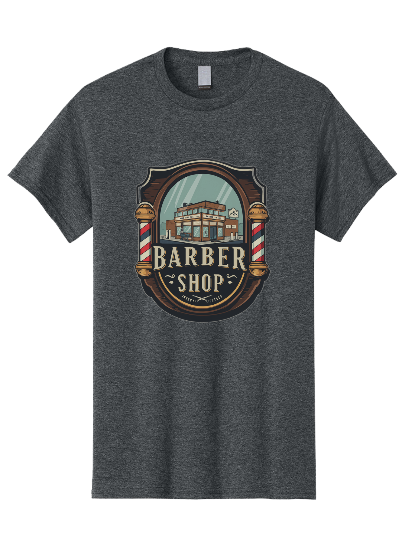 Barber-Shop-2 Men'S Graphic Tee, 100% Cotton, Comfortable Casual Summer Wear, Machine Washable, Barber Shop Logo, Vintage Barber Pole, Retro Style, Men'S Grooming, Barber Shop Sign, Classic Design, Ornate Details, Barber Shop Illustration Bac609 13
