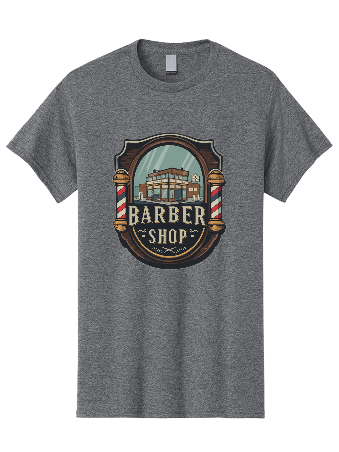 Barber-Shop-2 Men'S Graphic Tee, 100% Cotton, Comfortable Casual Summer Wear, Machine Washable, Barber Shop Logo, Vintage Barber Pole, Retro Style, Men'S Grooming, Barber Shop Sign, Classic Design, Ornate Details, Barber Shop Illustration Bac609 14