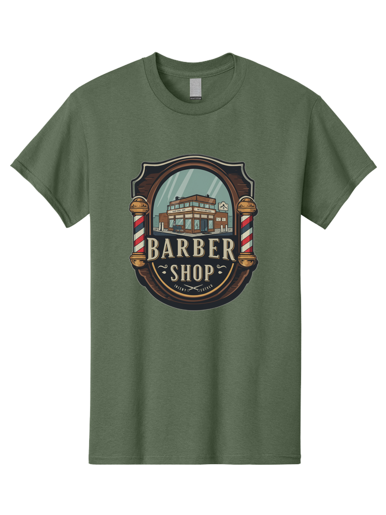 Barber-Shop-2 Men'S Graphic Tee, 100% Cotton, Comfortable Casual Summer Wear, Machine Washable, Barber Shop Logo, Vintage Barber Pole, Retro Style, Men'S Grooming, Barber Shop Sign, Classic Design, Ornate Details, Barber Shop Illustration Bac609 15