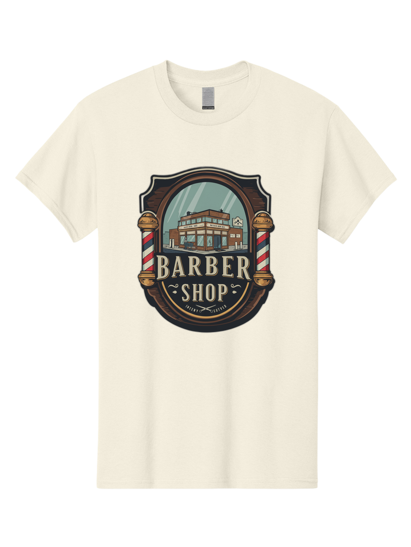Barber-Shop-2 Men'S Graphic Tee, 100% Cotton, Comfortable Casual Summer Wear, Machine Washable, Barber Shop Logo, Vintage Barber Pole, Retro Style, Men'S Grooming, Barber Shop Sign, Classic Design, Ornate Details, Barber Shop Illustration Bac609 11
