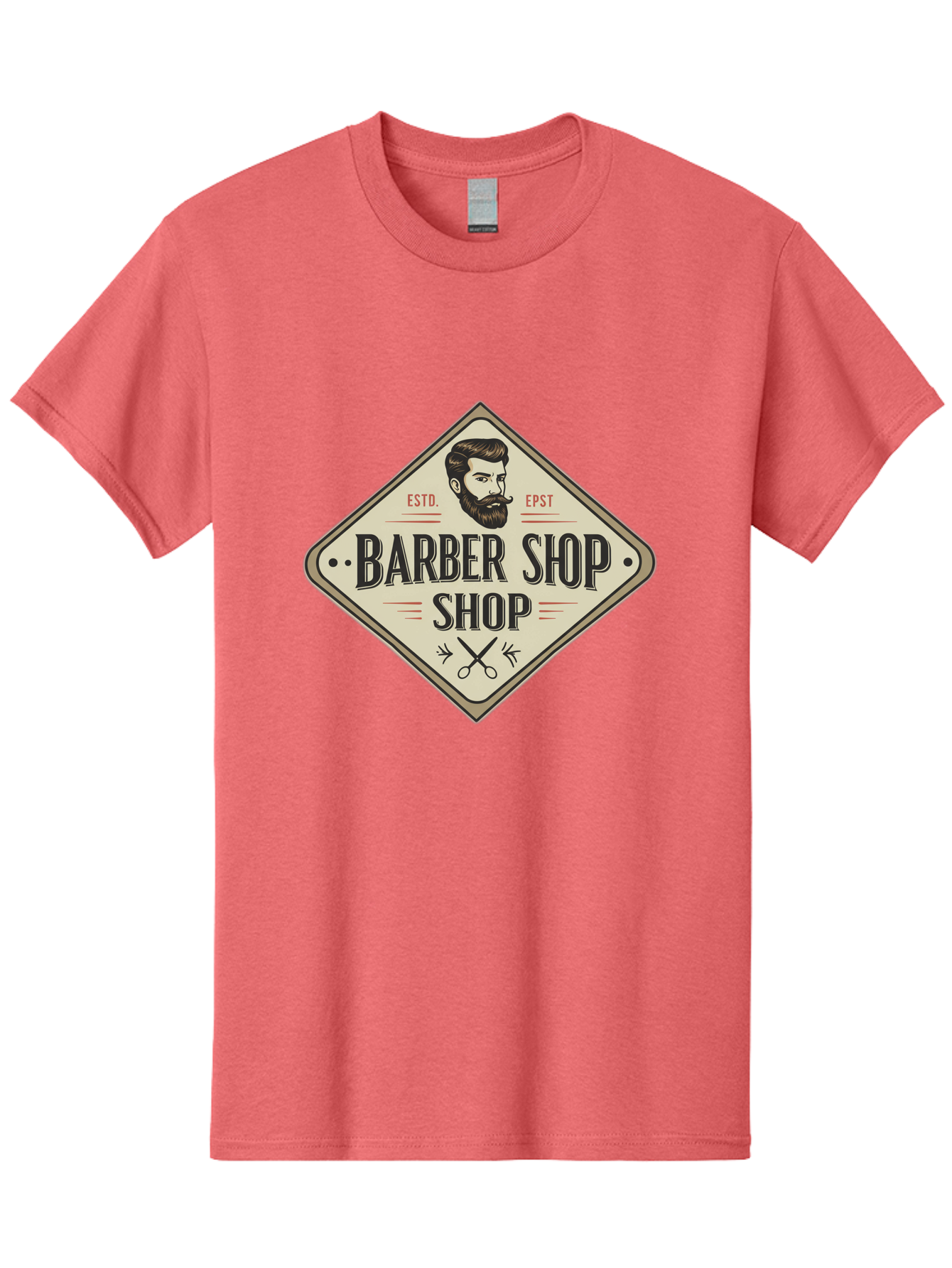 Barber-Shop-Shop Men'S Graphic Tee, 100% Cotton, Comfortable Casual Summer Wear, Machine Washable, Barber Shop Logo, Vintage Style, Men'S Grooming, Beard Care, Haircutting Scissors, Retro Signage, Classic Barber Bac610 1