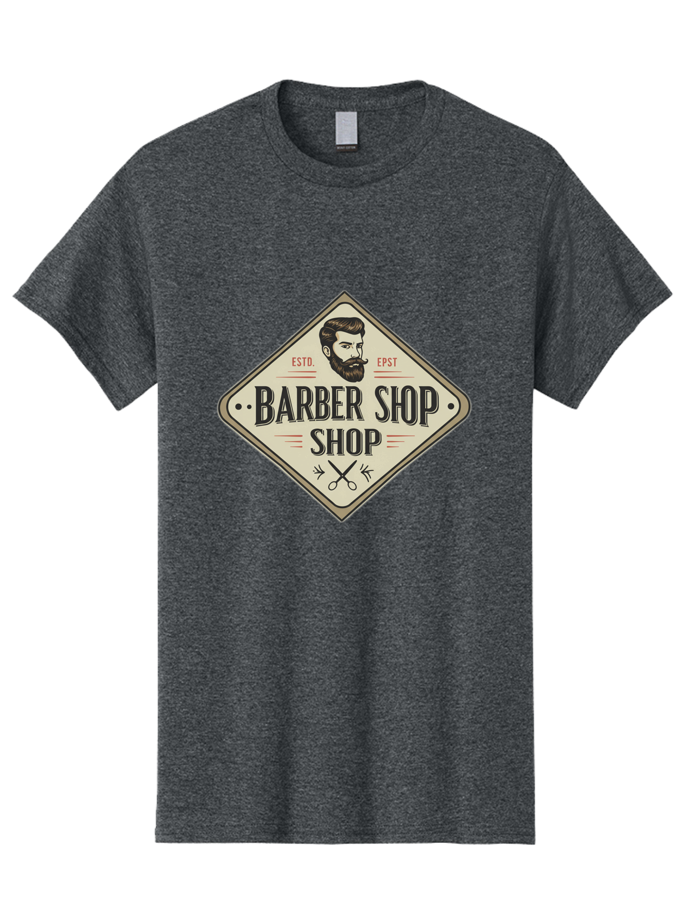 Barber-Shop-Shop Men'S Graphic Tee, 100% Cotton, Comfortable Casual Summer Wear, Machine Washable, Barber Shop Logo, Vintage Style, Men'S Grooming, Beard Care, Haircutting Scissors, Retro Signage, Classic Barber Bac610 2