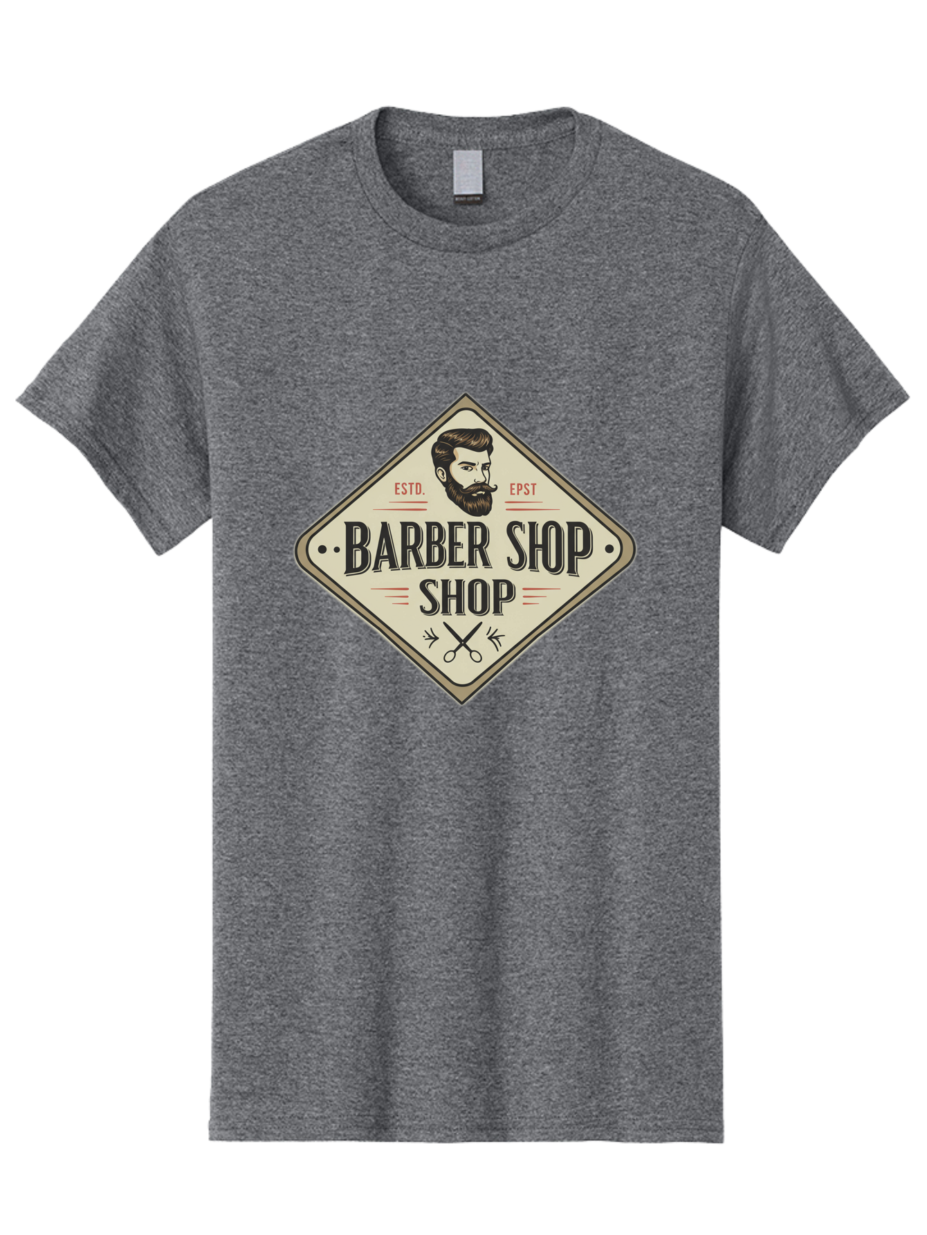 Barber-Shop-Shop Men'S Graphic Tee, 100% Cotton, Comfortable Casual Summer Wear, Machine Washable, Barber Shop Logo, Vintage Style, Men'S Grooming, Beard Care, Haircutting Scissors, Retro Signage, Classic Barber Bac610 8
