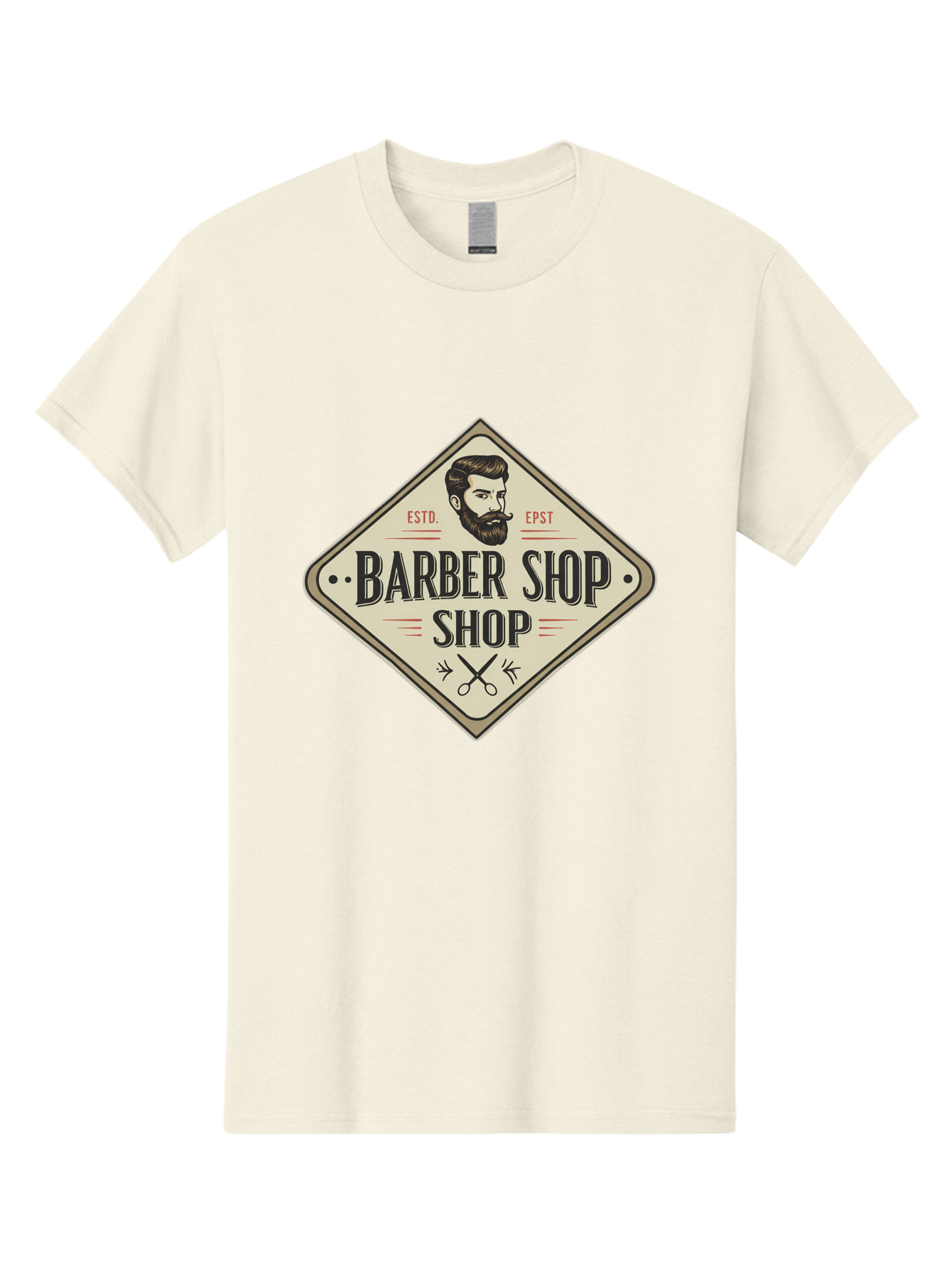 Barber-Shop-Shop Men'S Graphic Tee, 100% Cotton, Comfortable Casual Summer Wear, Machine Washable, Barber Shop Logo, Vintage Style, Men'S Grooming, Beard Care, Haircutting Scissors, Retro Signage, Classic Barber Bac610 5