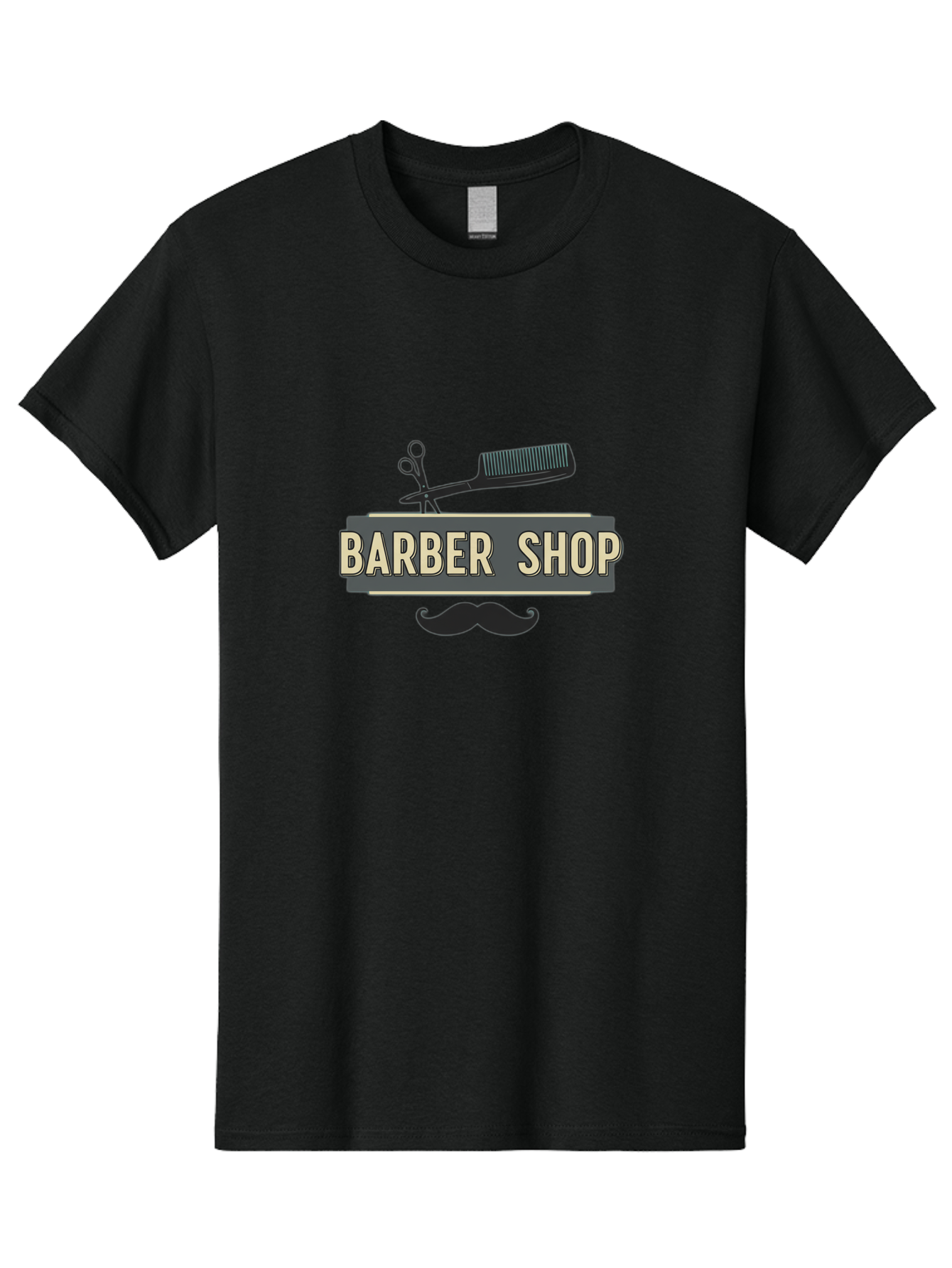 Barber-Shop Men'S Graphic Tee, 100% Cotton, Comfortable Casual Summer Wear, Machine Washable, Barber Shop Logo, Barber Shop Sign, Grooming Tools, Scissors, Comb, Mustache, Men'S Grooming, Barber Services, Haircut, Beard Care, Styling Bac611 5