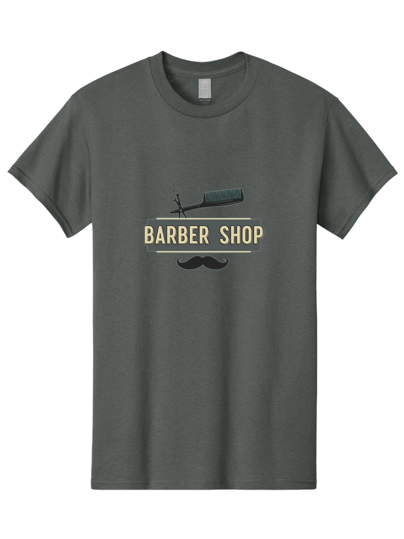 Barber-Shop Men'S Graphic Tee, 100% Cotton, Comfortable Casual Summer Wear, Machine Washable, Barber Shop Logo, Barber Shop Sign, Grooming Tools, Scissors, Comb, Mustache, Men'S Grooming, Barber Services, Haircut, Beard Care, Styling Bac611 12