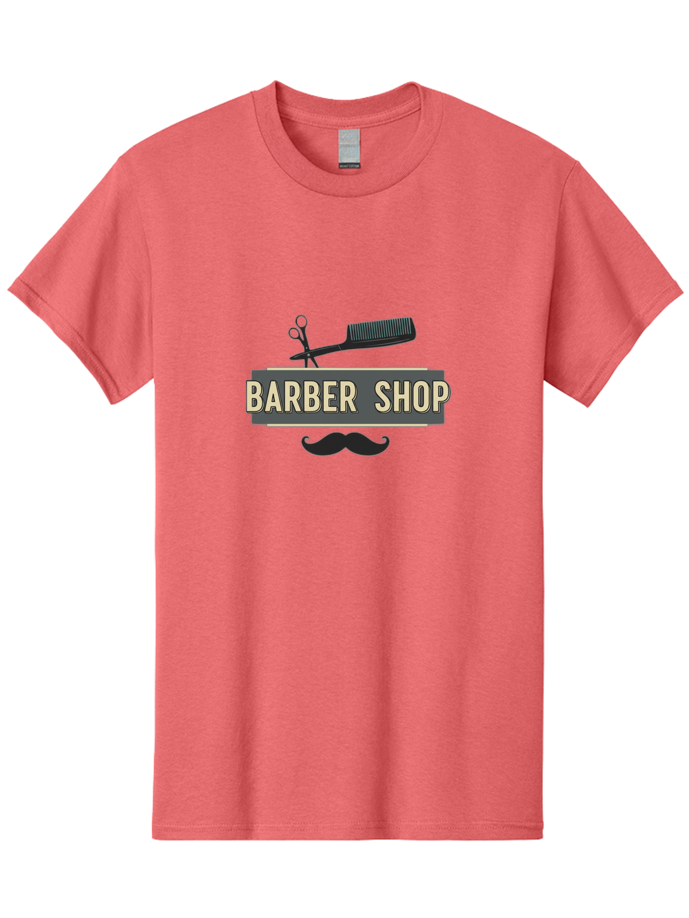 Barber-Shop Men'S Graphic Tee, 100% Cotton, Comfortable Casual Summer Wear, Machine Washable, Barber Shop Logo, Barber Shop Sign, Grooming Tools, Scissors, Comb, Mustache, Men'S Grooming, Barber Services, Haircut, Beard Care, Styling Bac611 3