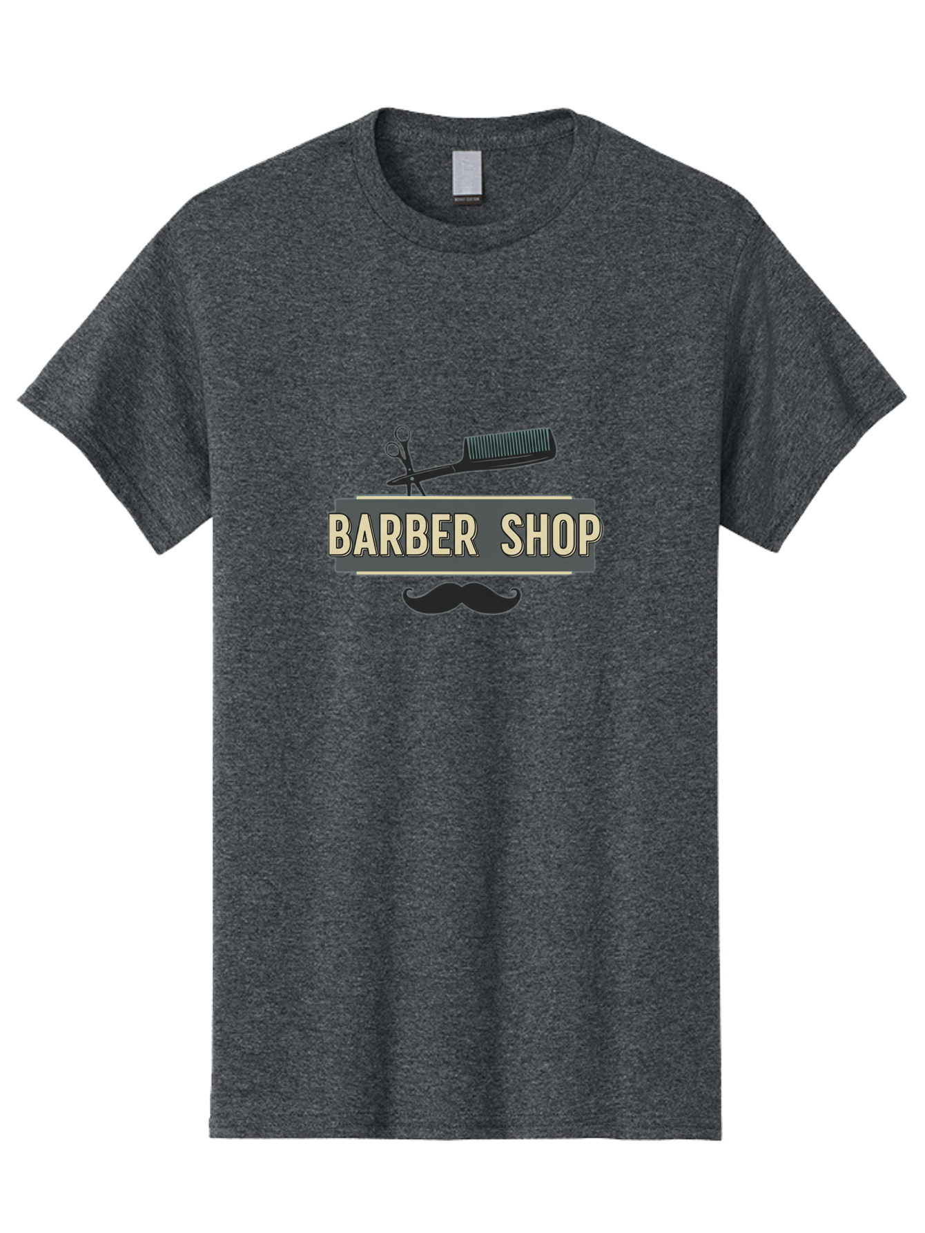 Barber-Shop Men'S Graphic Tee, 100% Cotton, Comfortable Casual Summer Wear, Machine Washable, Barber Shop Logo, Barber Shop Sign, Grooming Tools, Scissors, Comb, Mustache, Men'S Grooming, Barber Services, Haircut, Beard Care, Styling Bac611 13