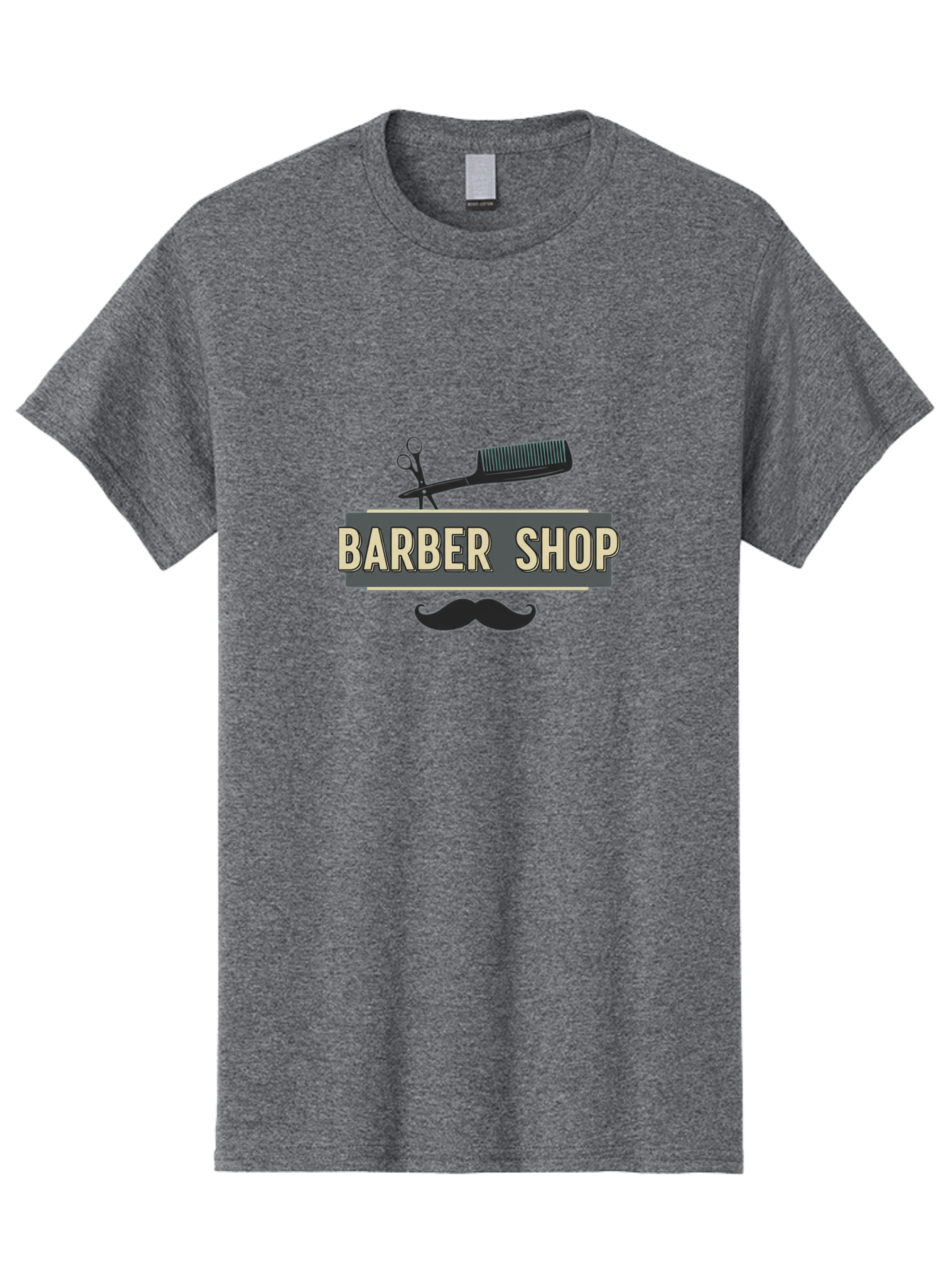 Barber-Shop Men'S Graphic Tee, 100% Cotton, Comfortable Casual Summer Wear, Machine Washable, Barber Shop Logo, Barber Shop Sign, Grooming Tools, Scissors, Comb, Mustache, Men'S Grooming, Barber Services, Haircut, Beard Care, Styling Bac611 14