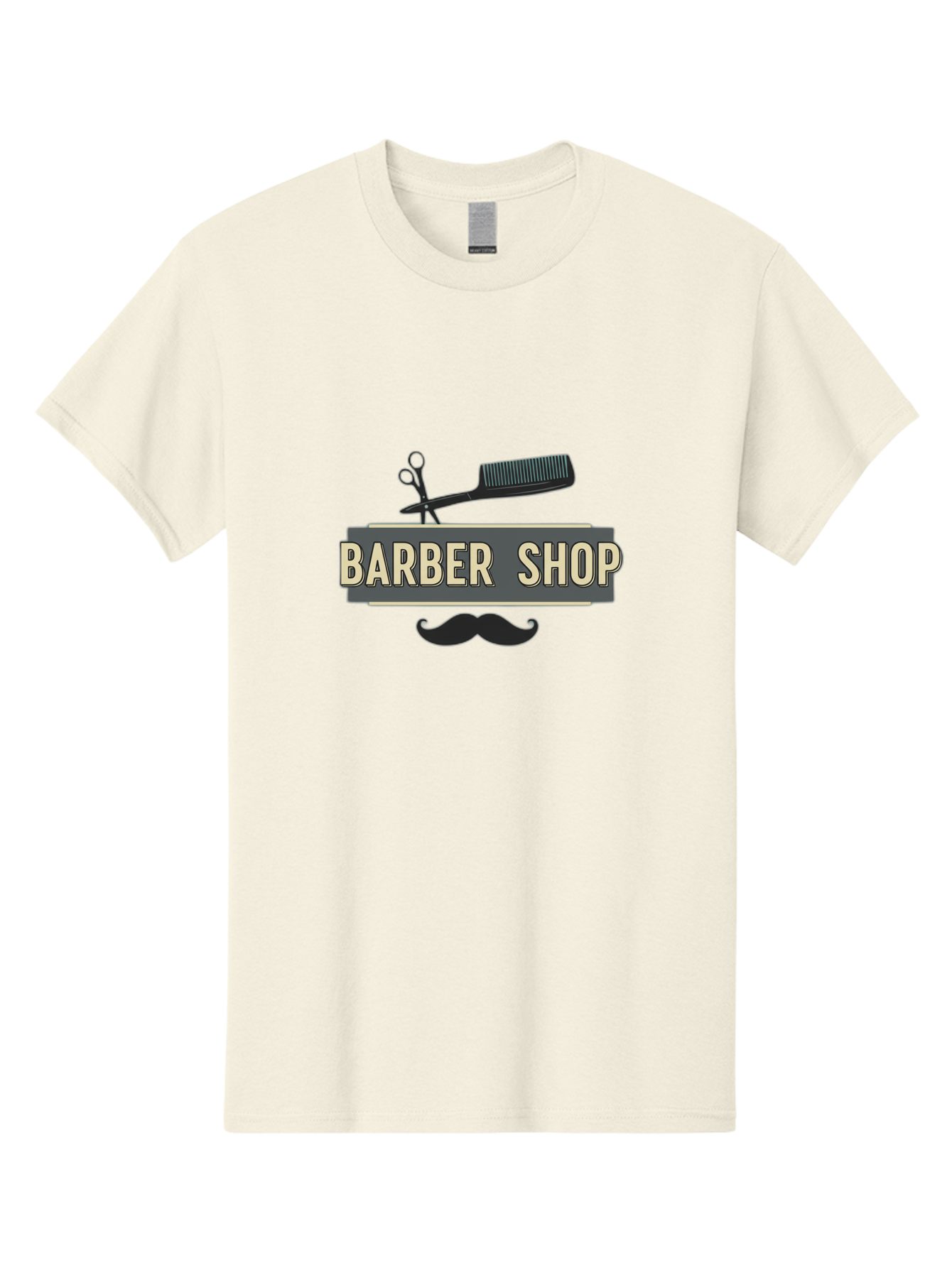Barber-Shop Men'S Graphic Tee, 100% Cotton, Comfortable Casual Summer Wear, Machine Washable, Barber Shop Logo, Barber Shop Sign, Grooming Tools, Scissors, Comb, Mustache, Men'S Grooming, Barber Services, Haircut, Beard Care, Styling Bac611 2