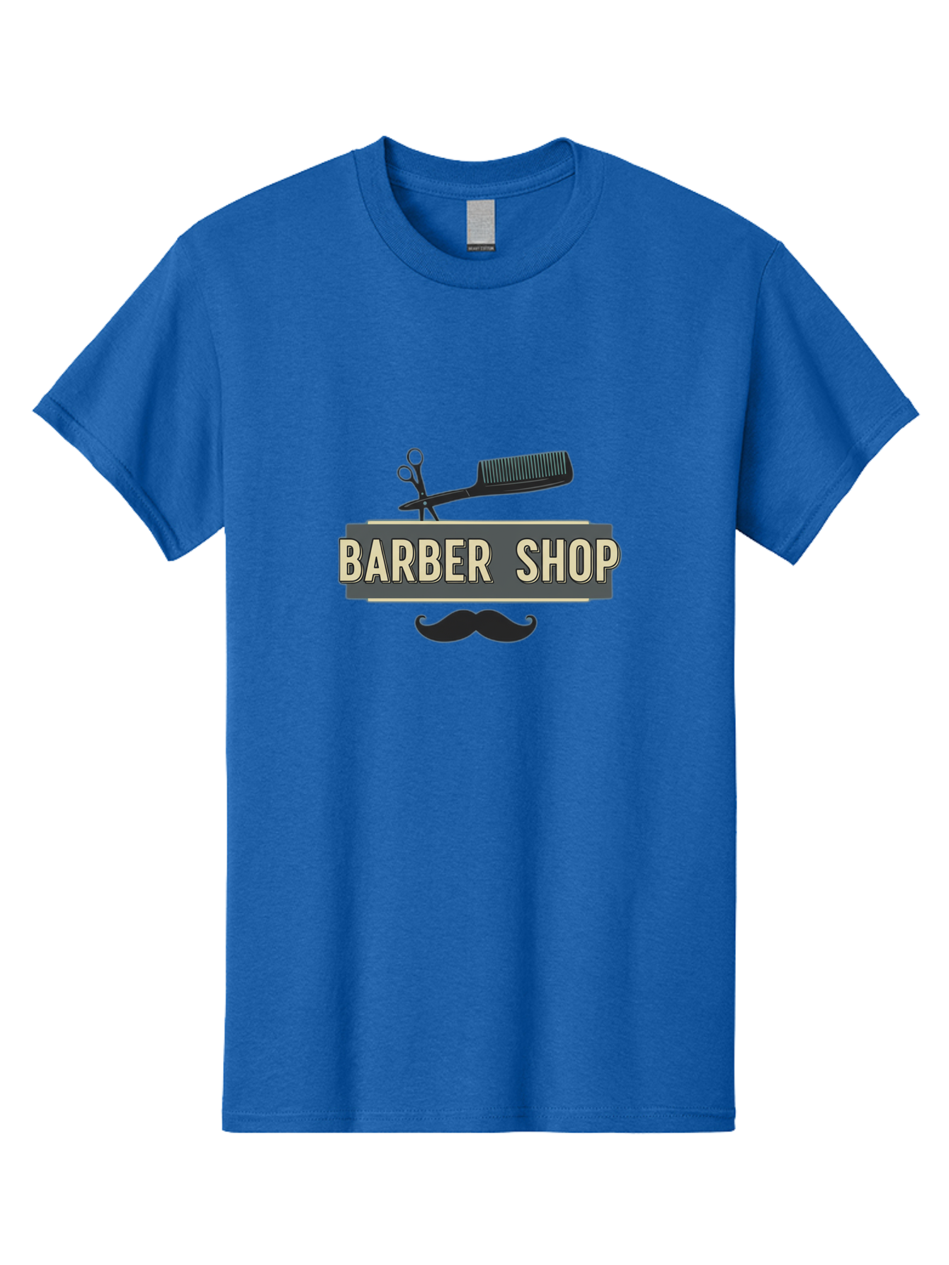 Barber-Shop Men'S Graphic Tee, 100% Cotton, Comfortable Casual Summer Wear, Machine Washable, Barber Shop Logo, Barber Shop Sign, Grooming Tools, Scissors, Comb, Mustache, Men'S Grooming, Barber Services, Haircut, Beard Care, Styling Bac611 4