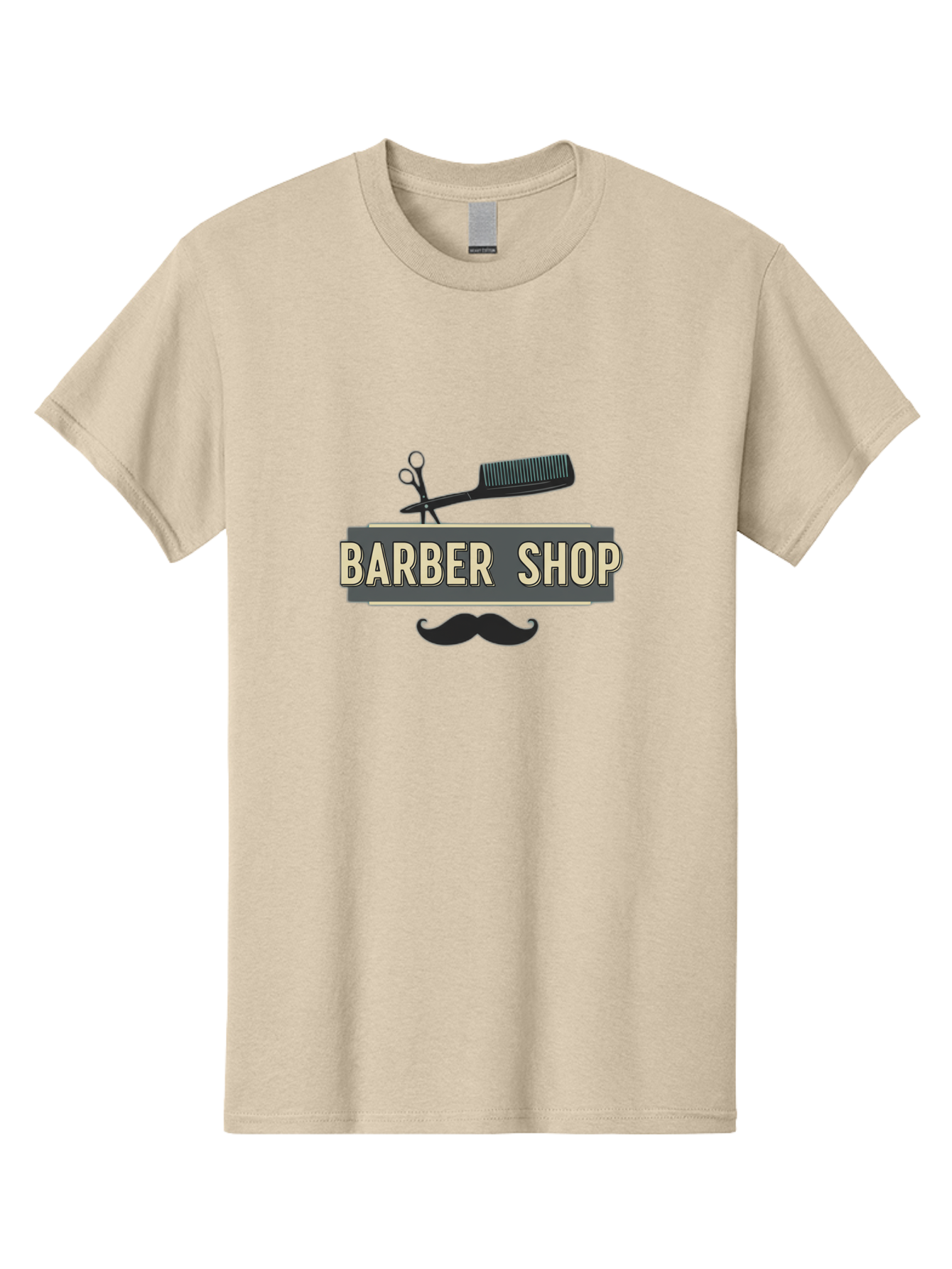 Barber-Shop Men'S Graphic Tee, 100% Cotton, Comfortable Casual Summer Wear, Machine Washable, Barber Shop Logo, Barber Shop Sign, Grooming Tools, Scissors, Comb, Mustache, Men'S Grooming, Barber Services, Haircut, Beard Care, Styling Bac611 9