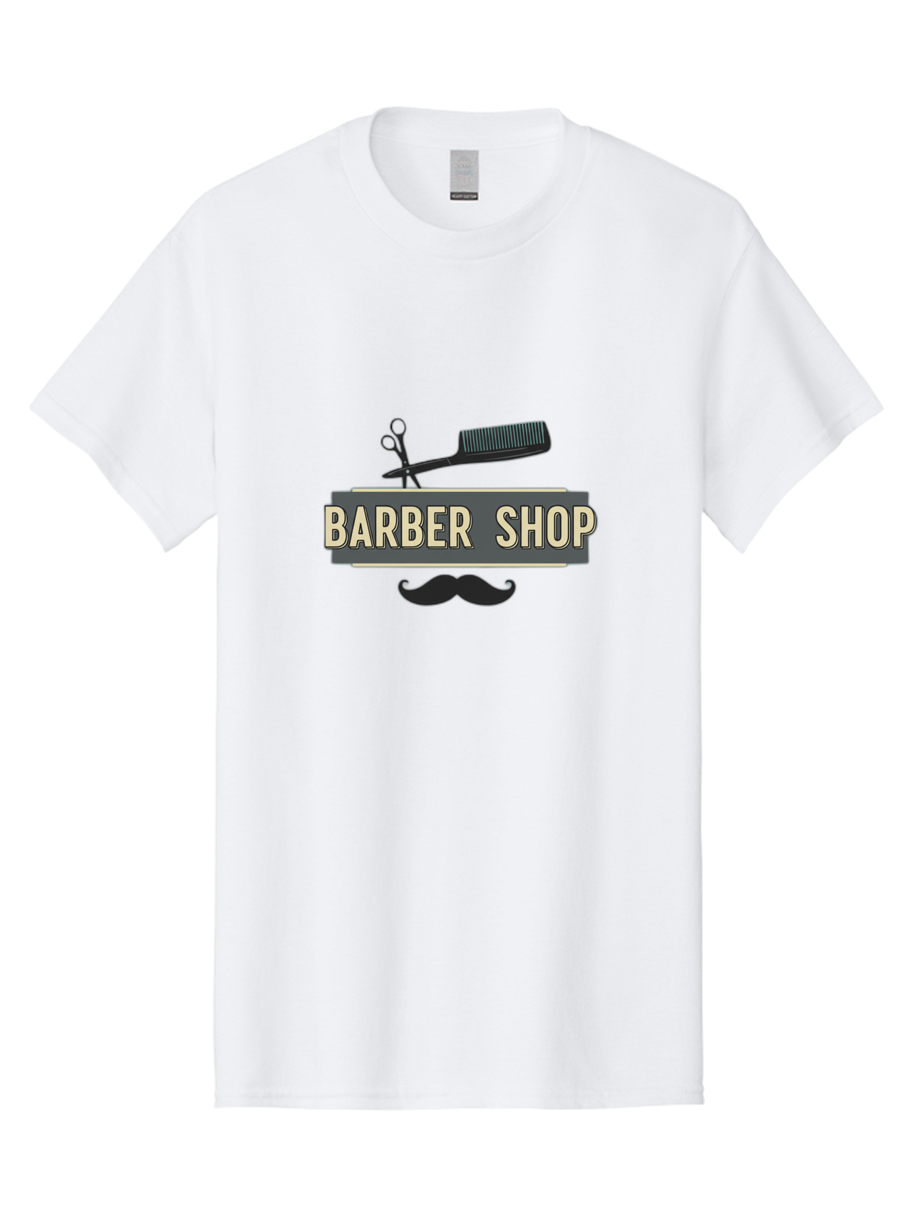 Barber-Shop Men'S Graphic Tee, 100% Cotton, Comfortable Casual Summer Wear, Machine Washable, Barber Shop Logo, Barber Shop Sign, Grooming Tools, Scissors, Comb, Mustache, Men'S Grooming, Barber Services, Haircut, Beard Care, Styling Bac611 11